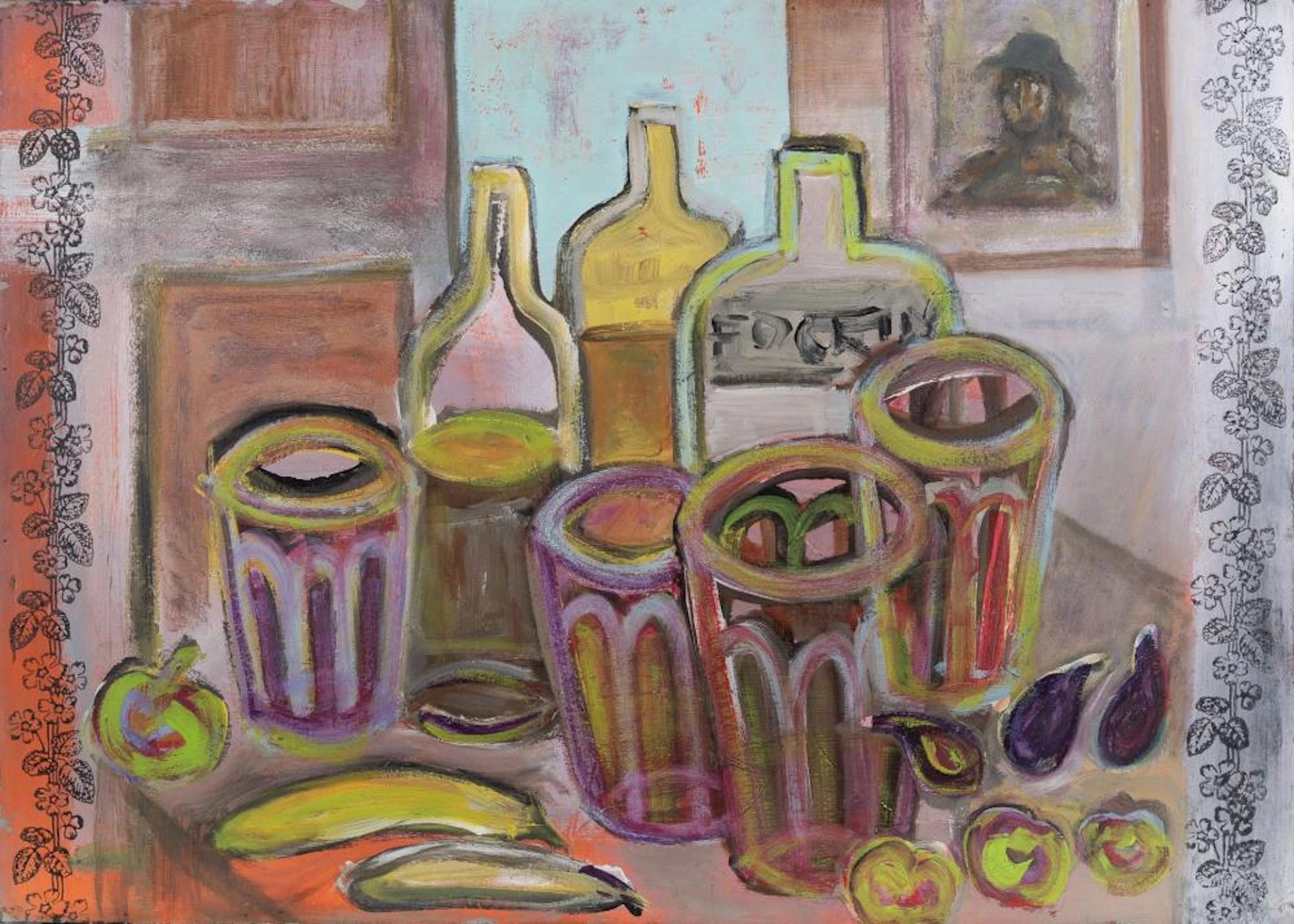 JOAQUÍN CASTRO BERAZA (Madrid, 1939) Título: "Bodegón con botellas y vas