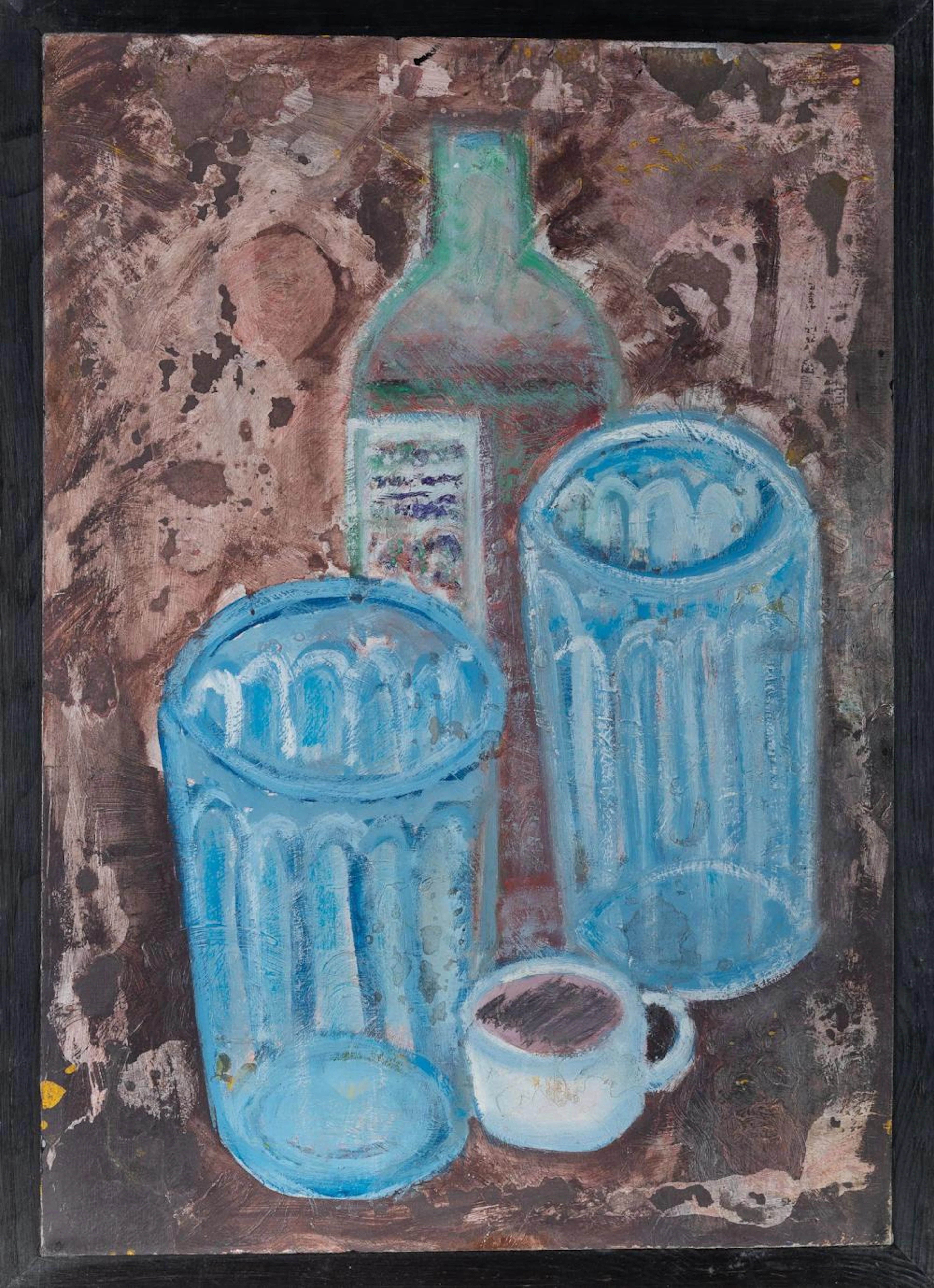JOAQUÍN CASTRO BERAZA (Madrid, 1939) Título: "Bodegón botella y vasos" F