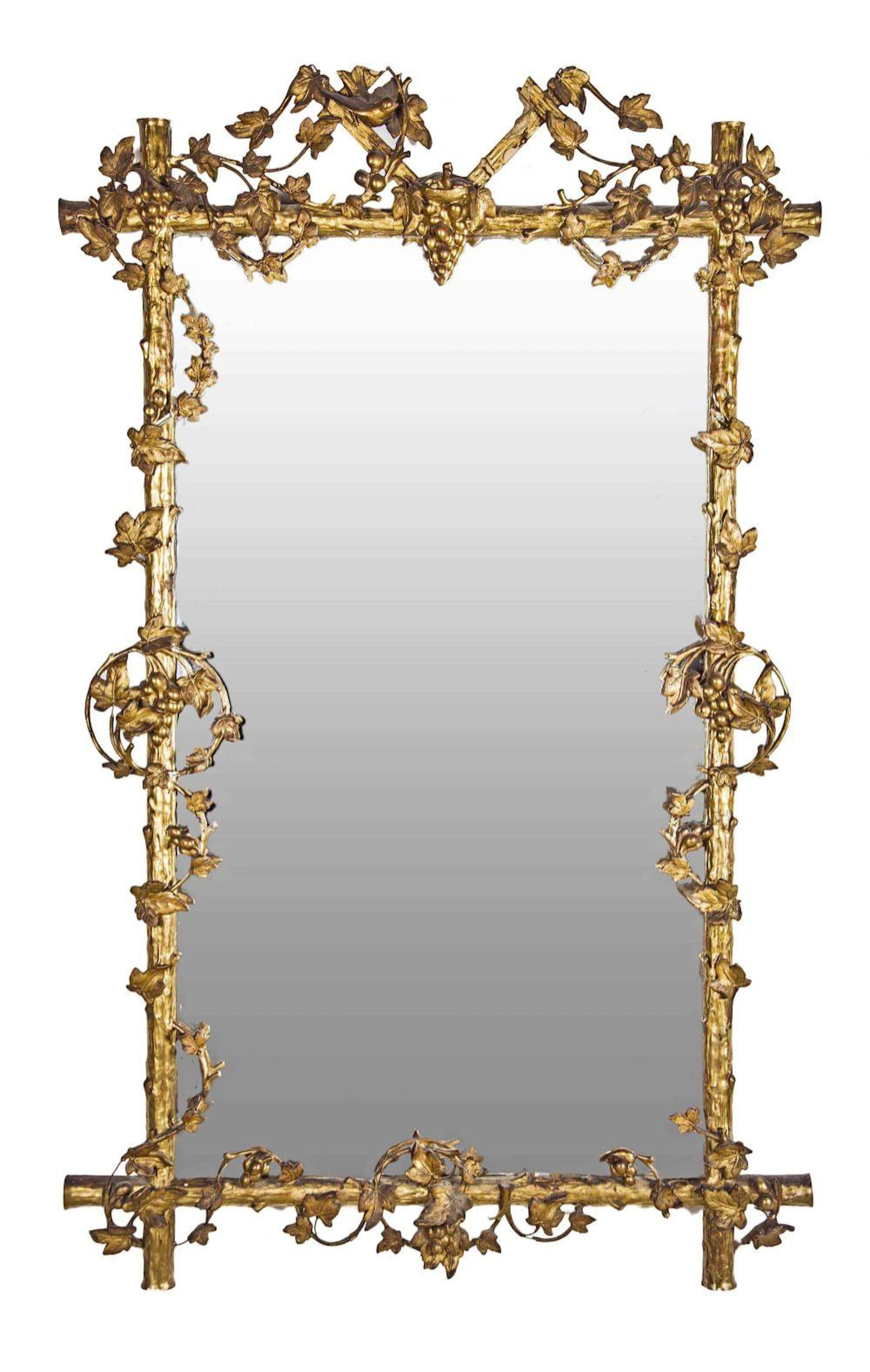 ESPEJO REALIZADO EN MADERA Y ESTUCO DORADO CON DECORACIÓN...