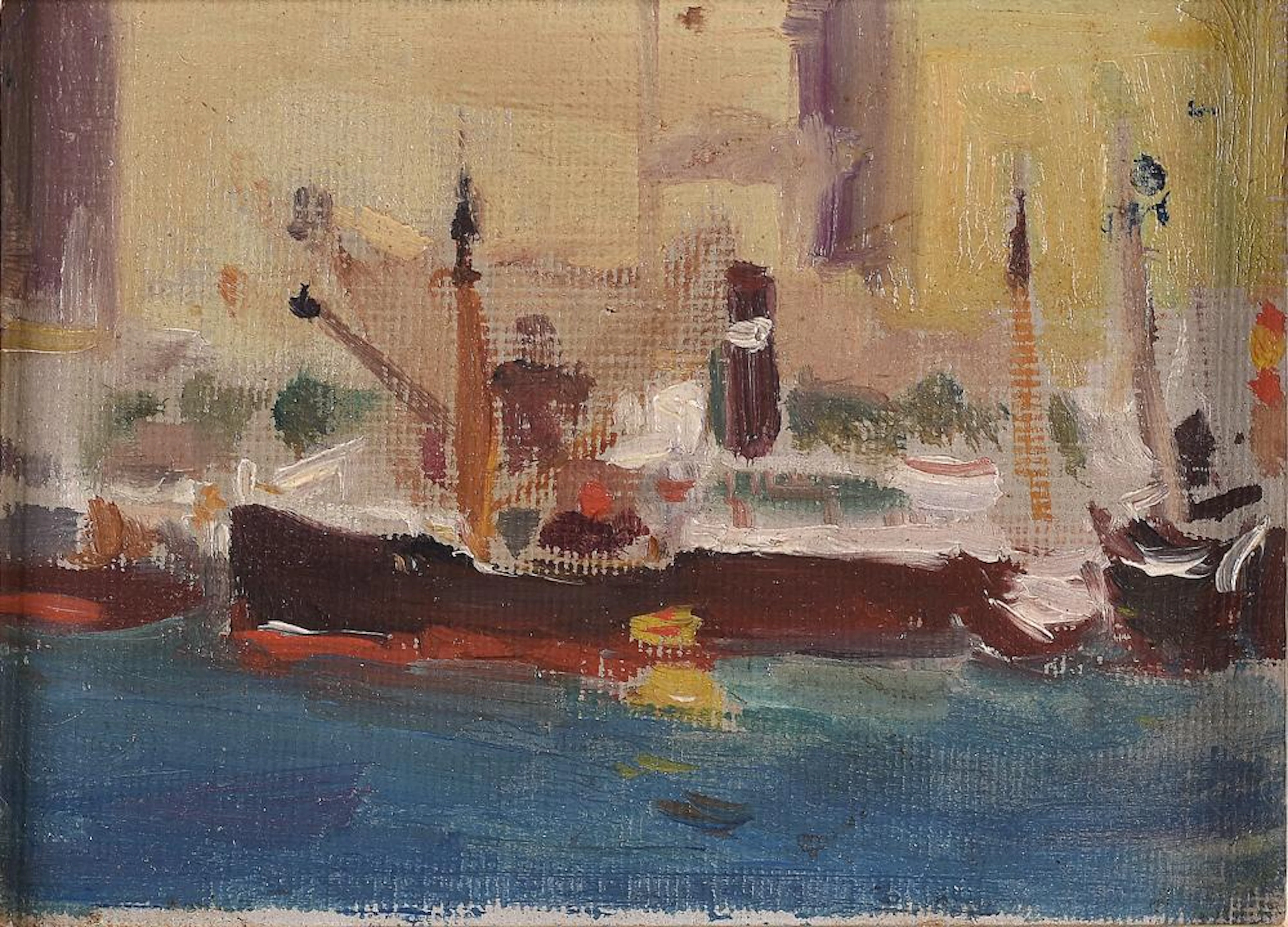JOAQUÍN SOROLLA Y BASTIDA Barcos en el puerto de Valencia