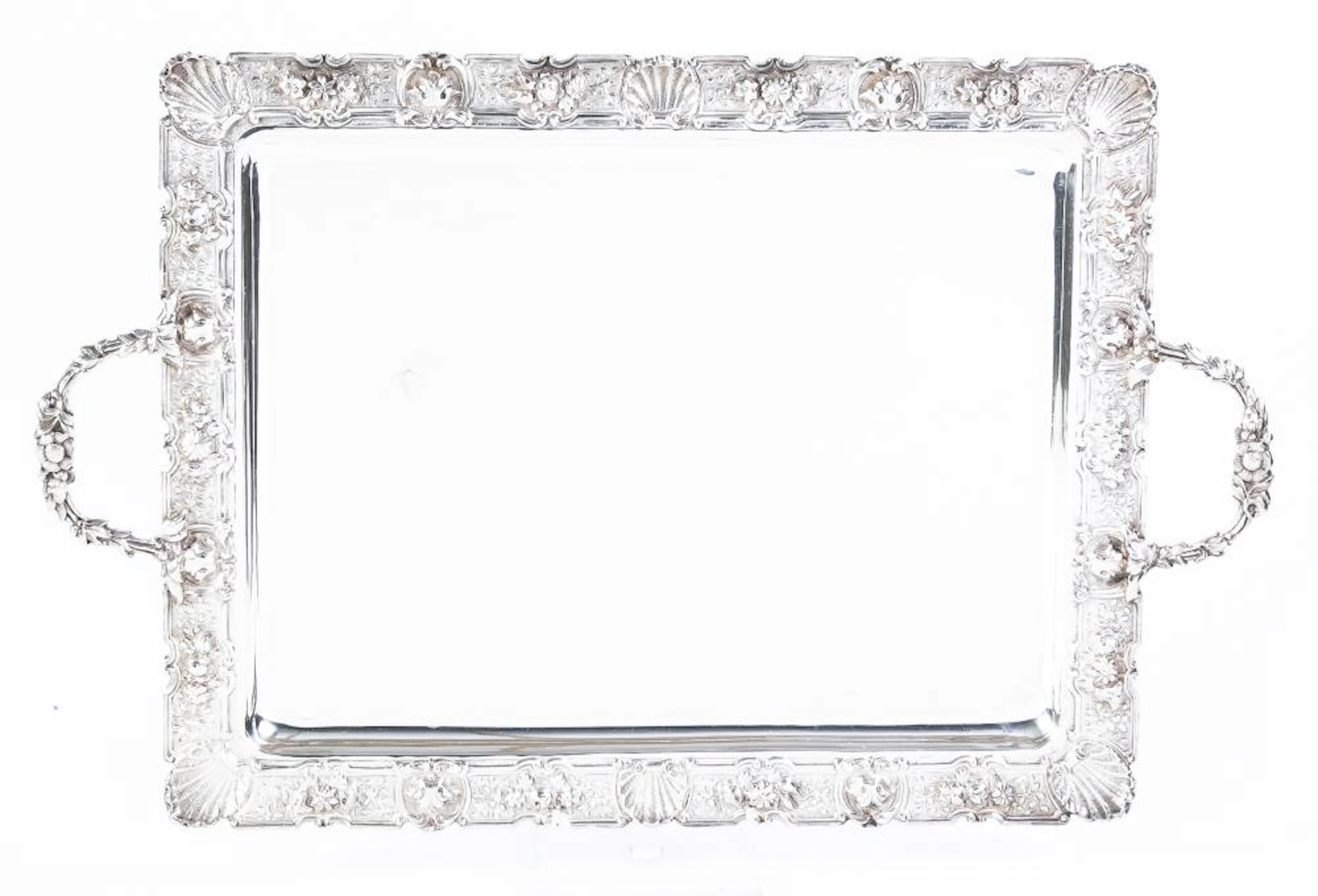 A Spanish silver tray with handles, 20th Century