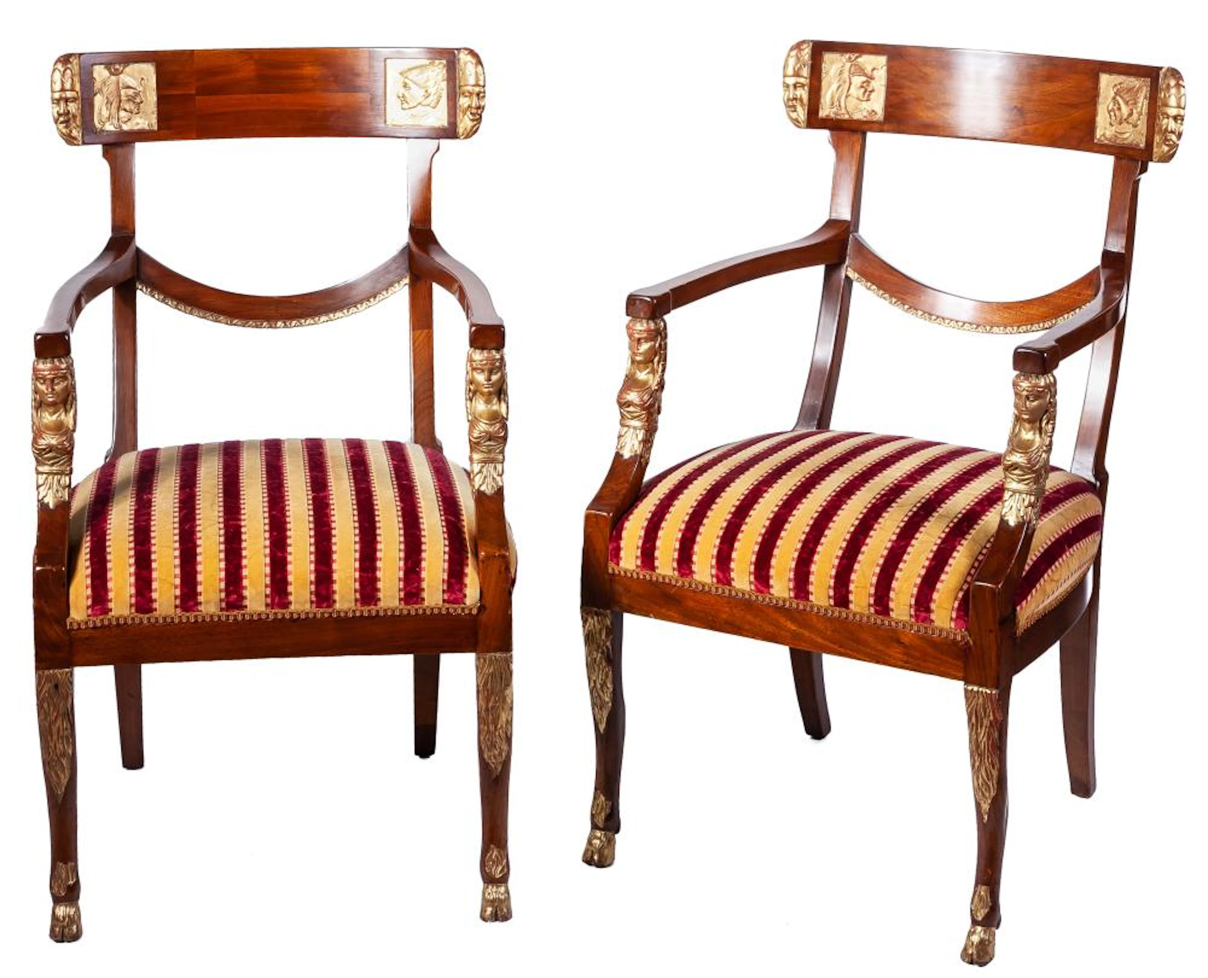 A pair of Italian Empire style armchairs, 19th Century