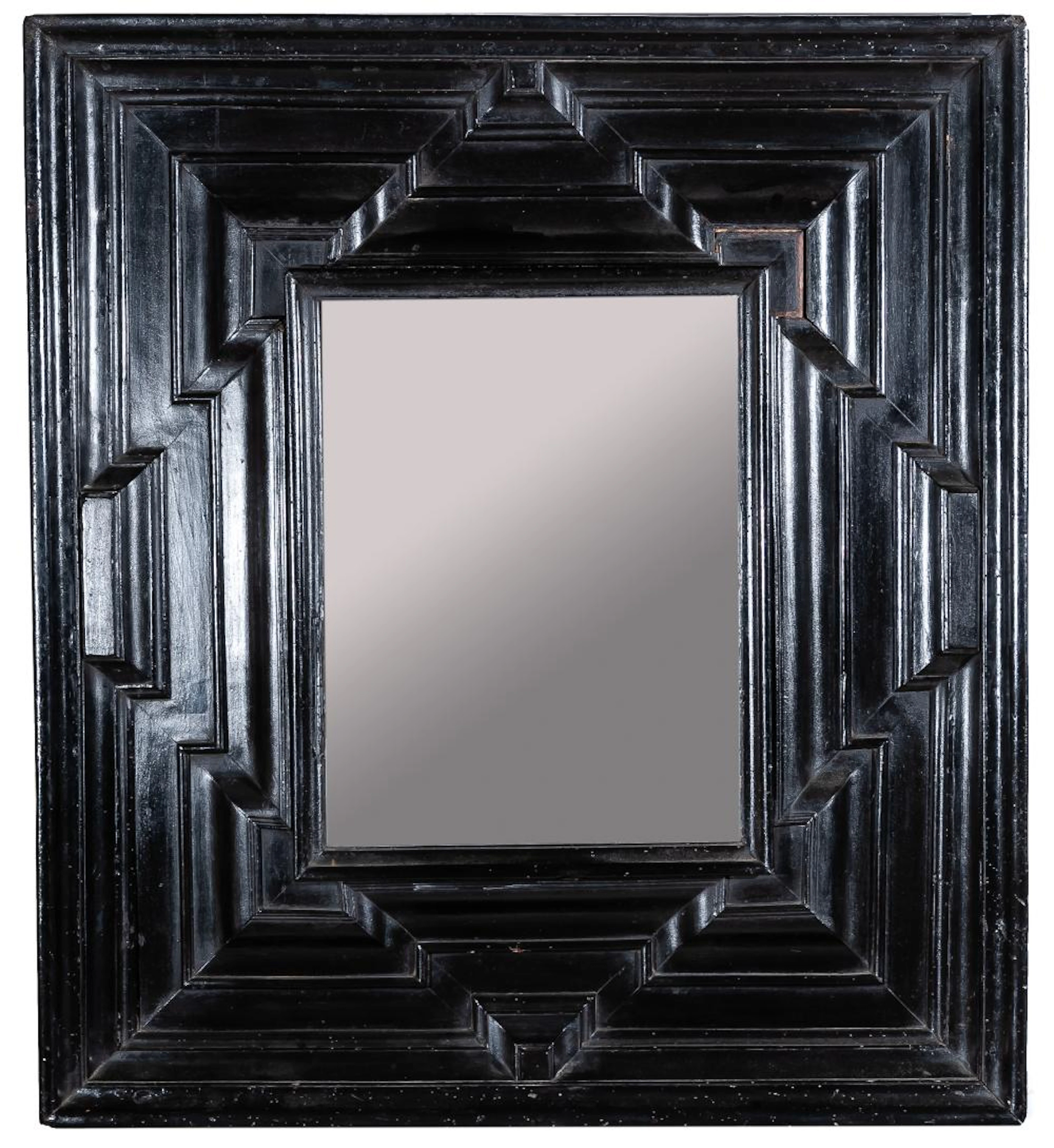 A Dutch ebonized wood mirror, 18th Century
