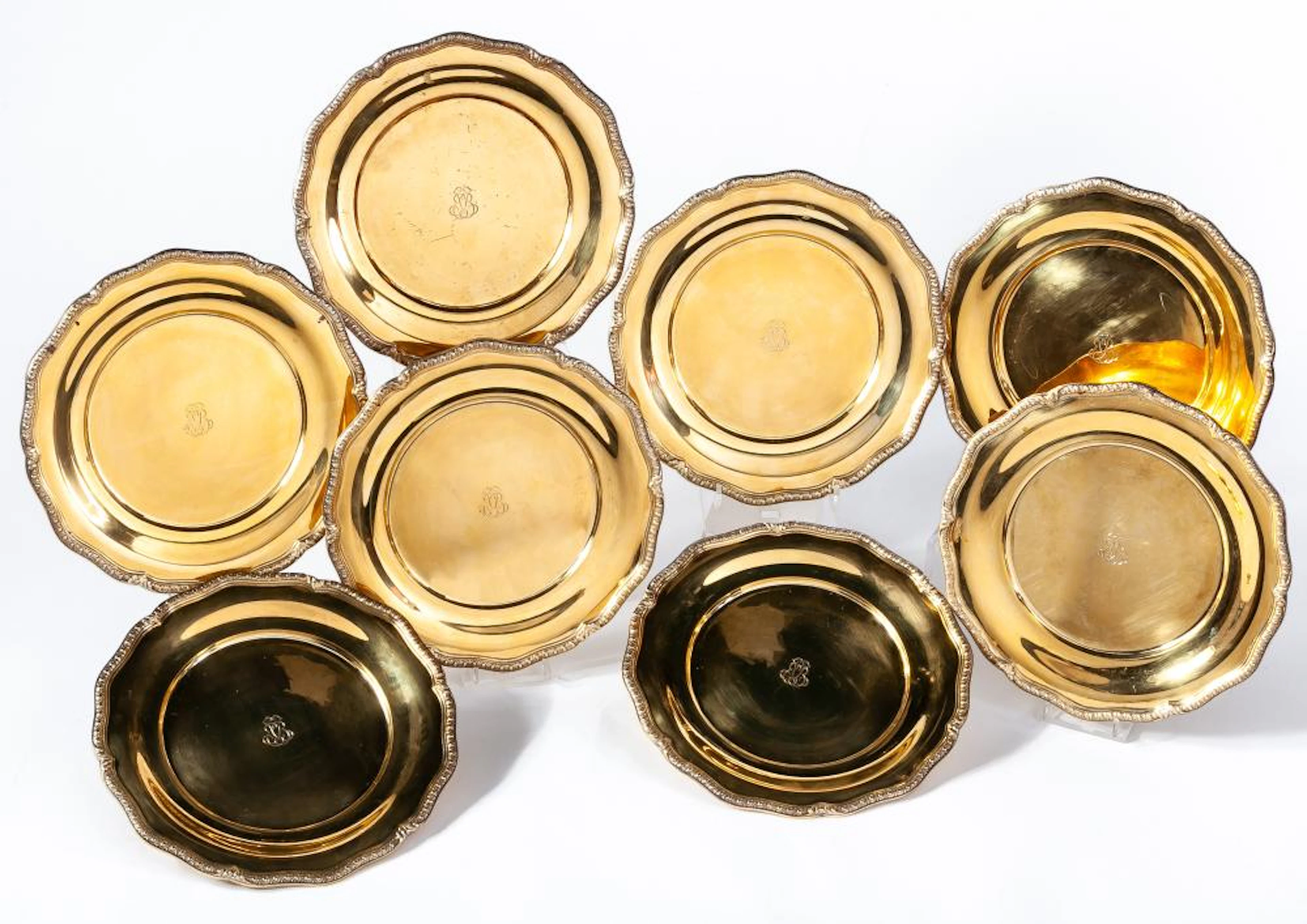 A set of eight silver-gilt chargers, Tetard Frères