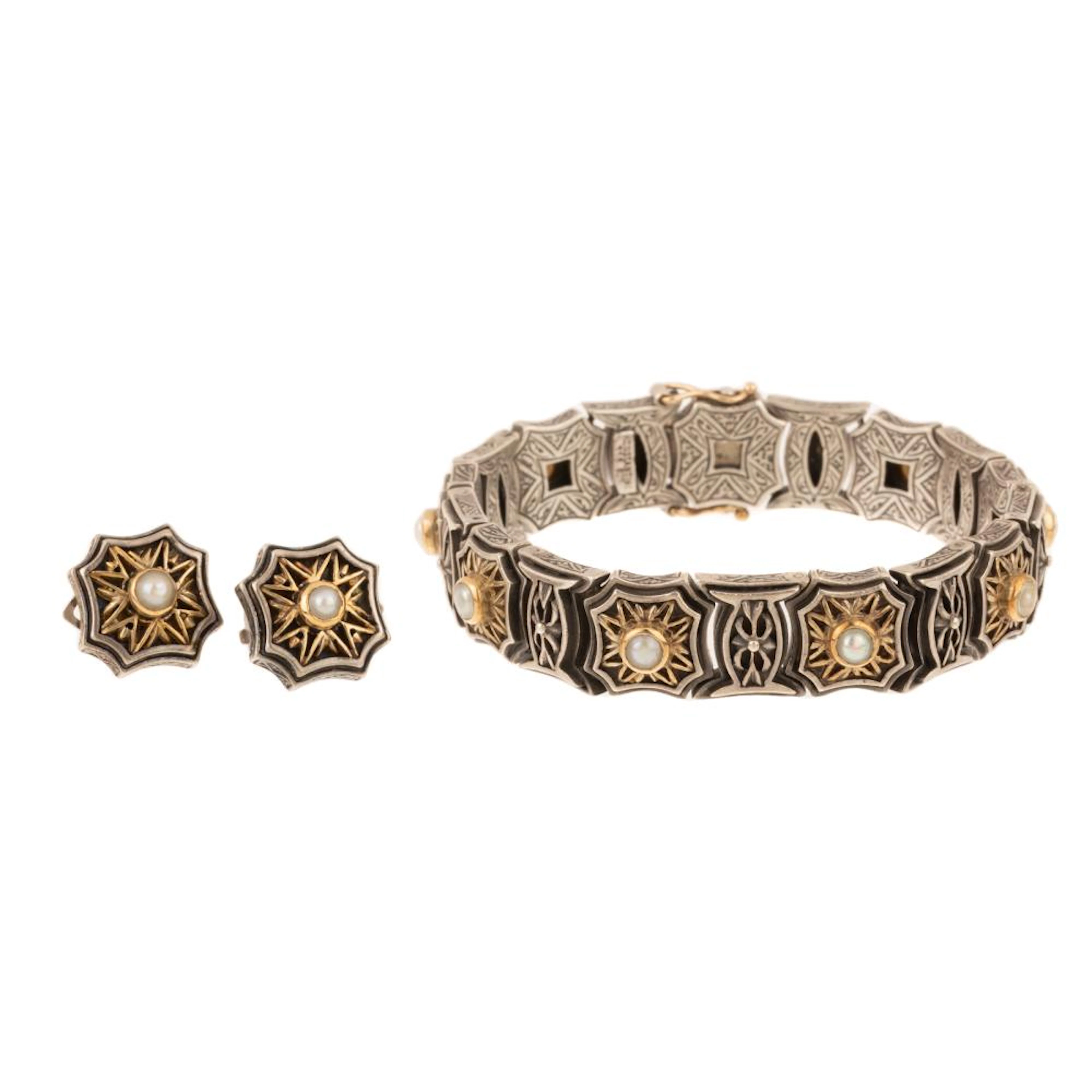 A Konstantino Bracelet & Earrings with Pearls