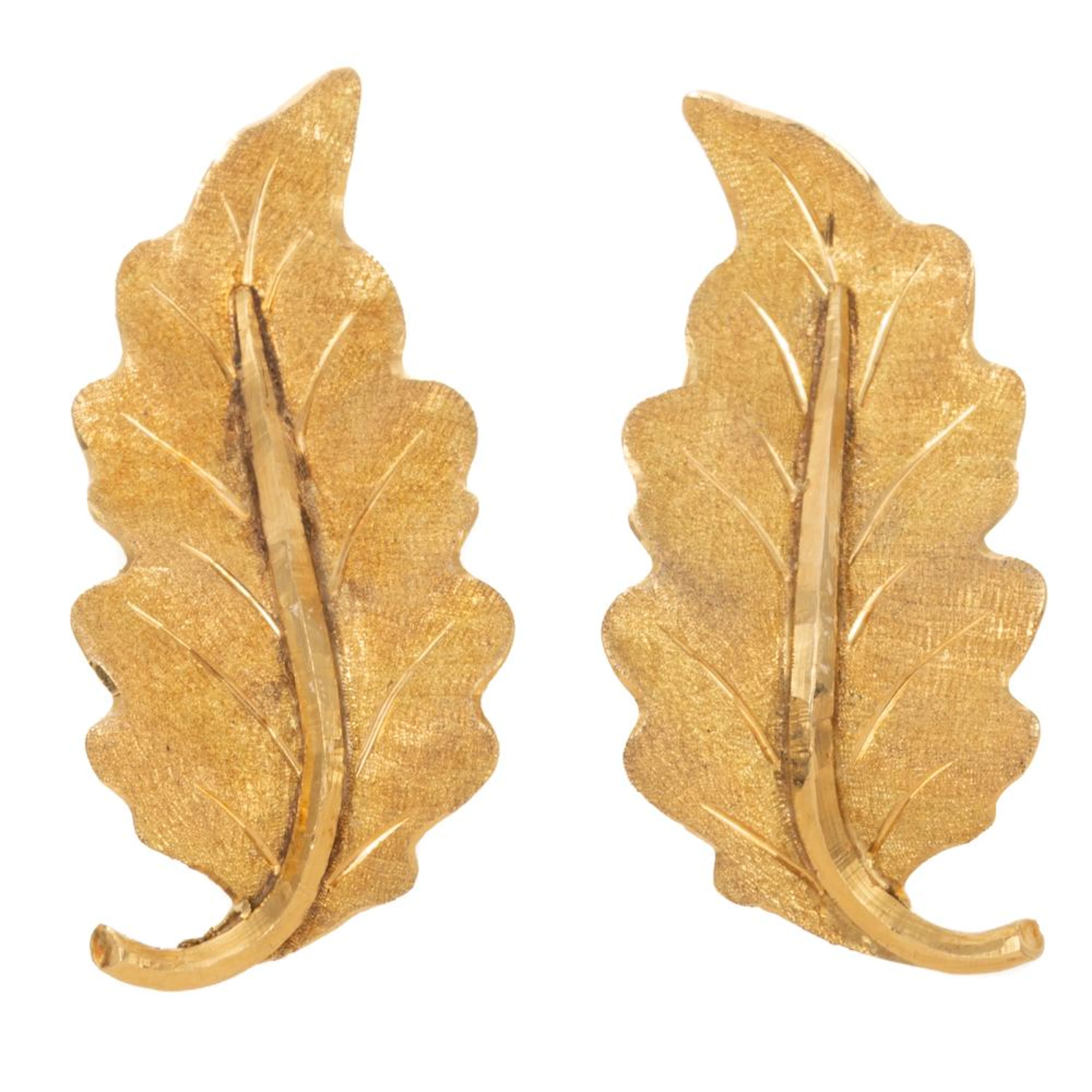 Vintage Frederico Buccellati Leaf Earrings