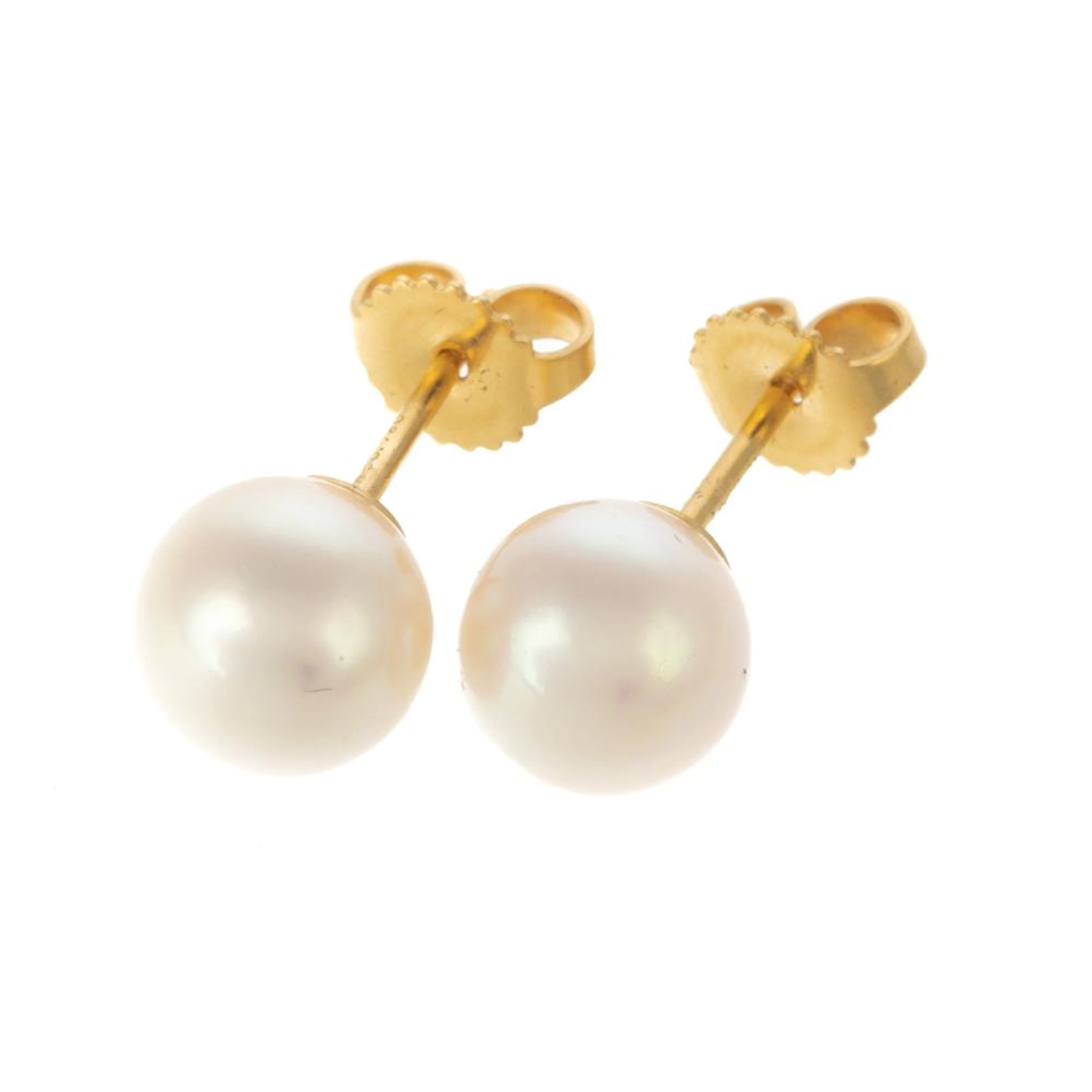 A Pair of Tiffany & Co. 8mm Pearl Studs in 18K