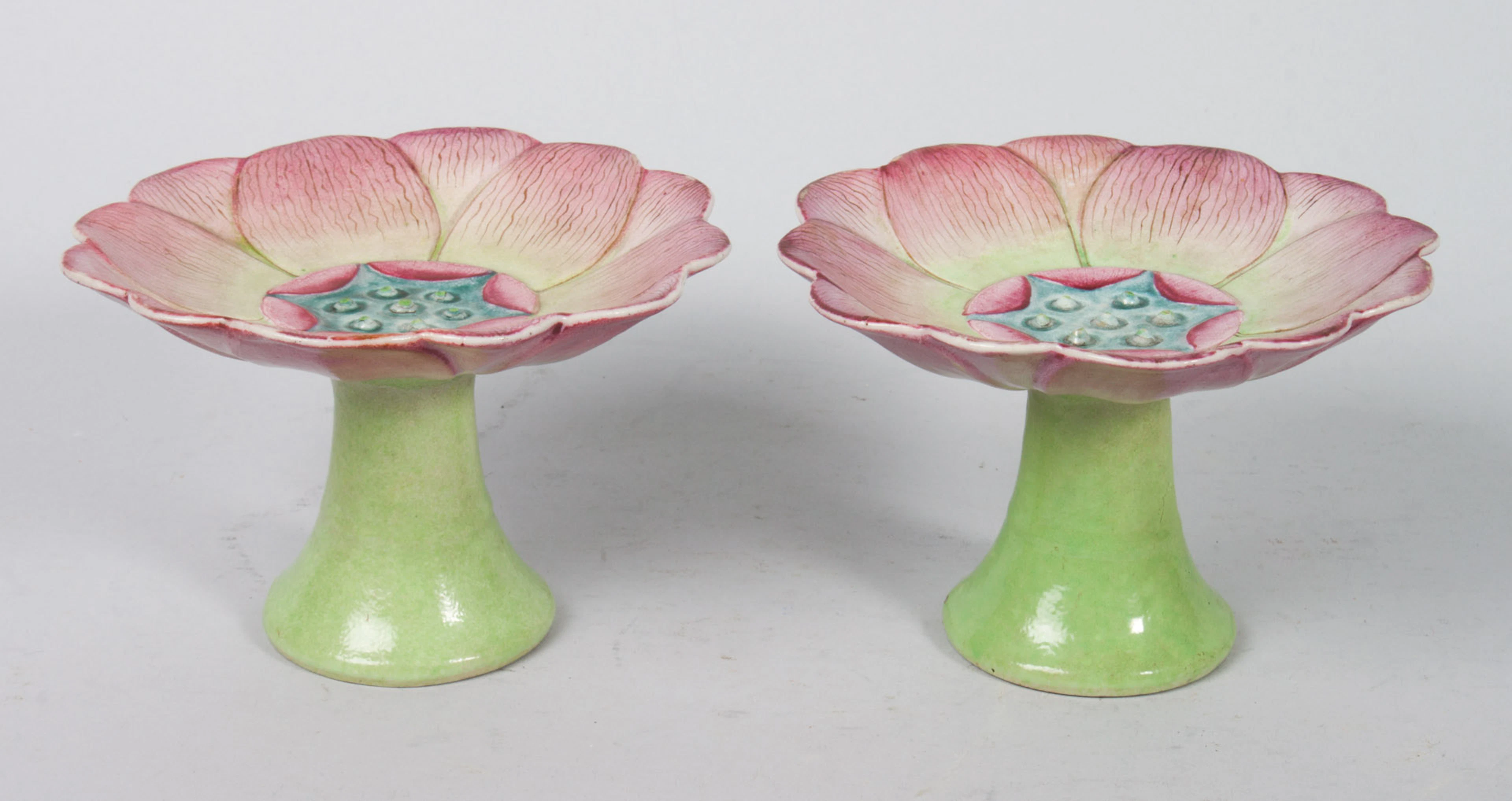 Pair of Chinese Export porcelain lotus compotes
