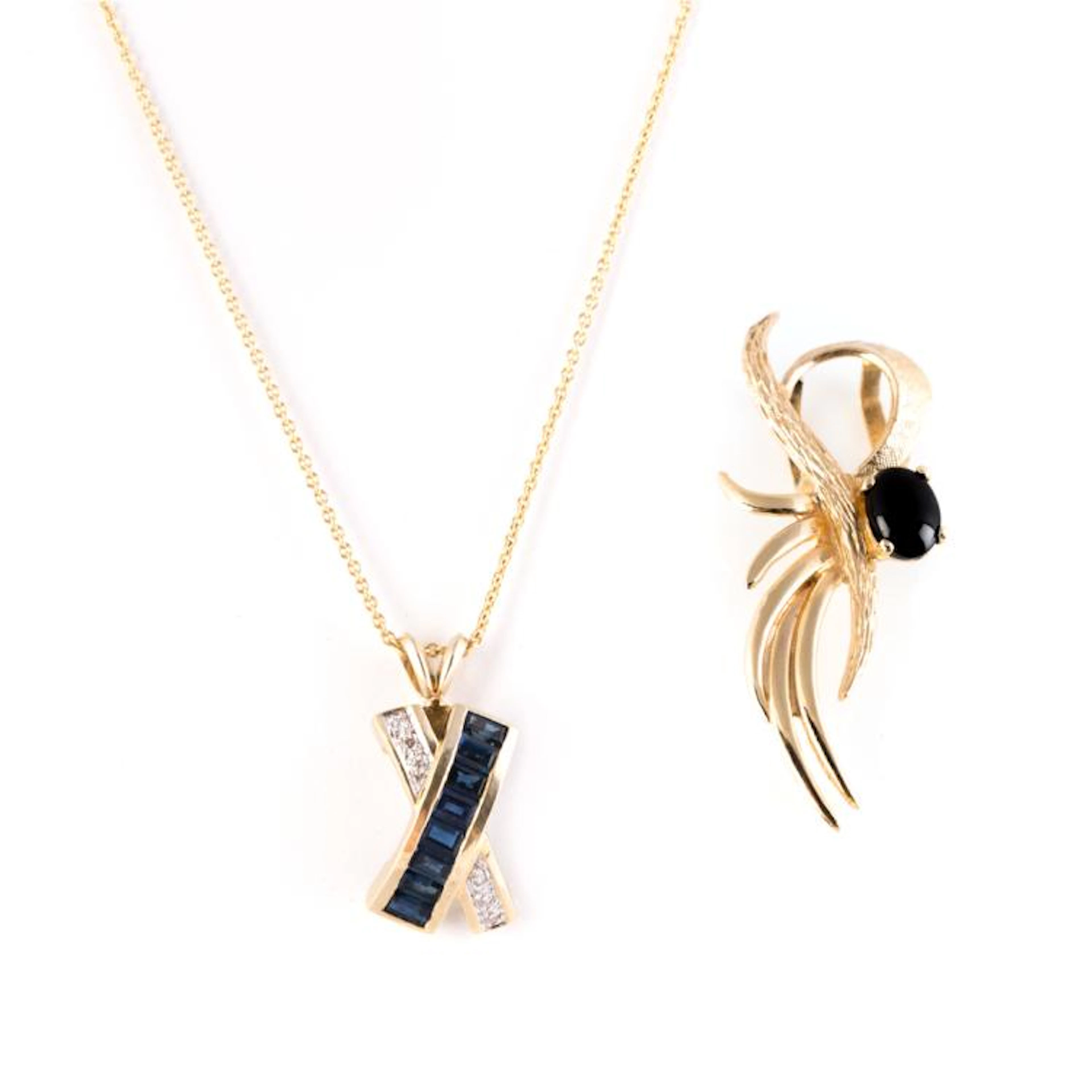 A LeVian Necklace and a Gold Necklace Slide