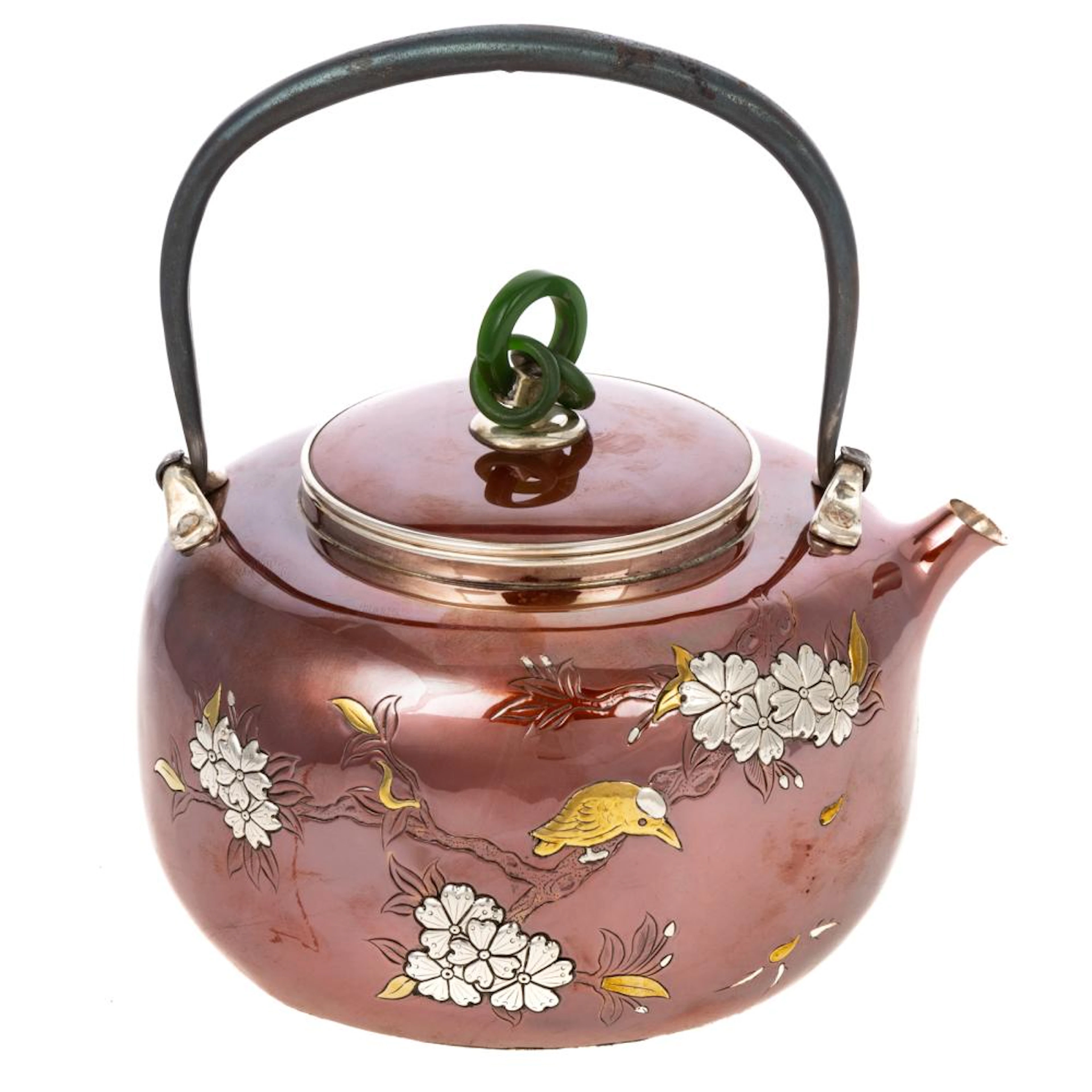 Japanese Sterling & Mixed Metal Tea Kettle