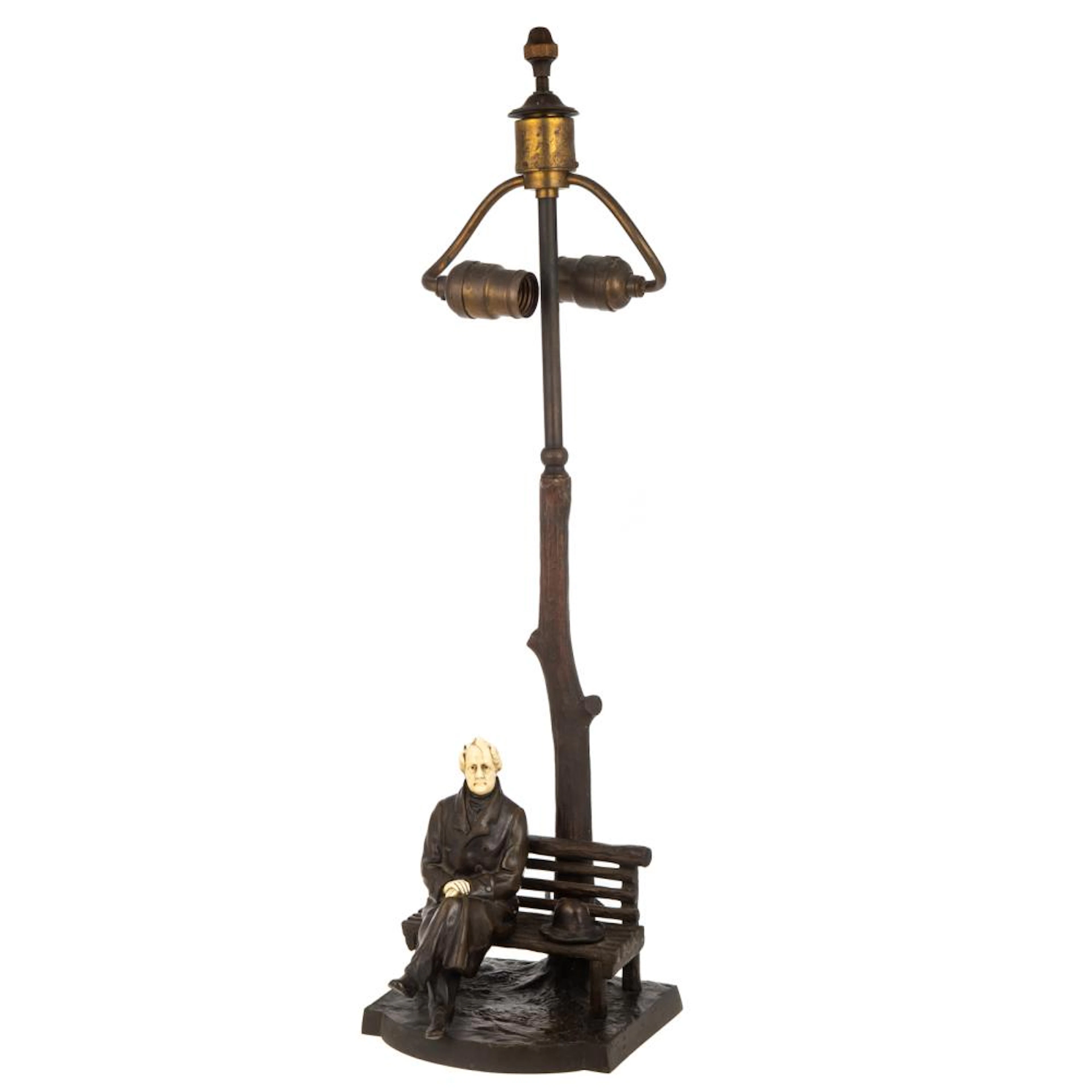 J.P. Schmidt-Felling. Goethe on Bench, Bronze Lamp