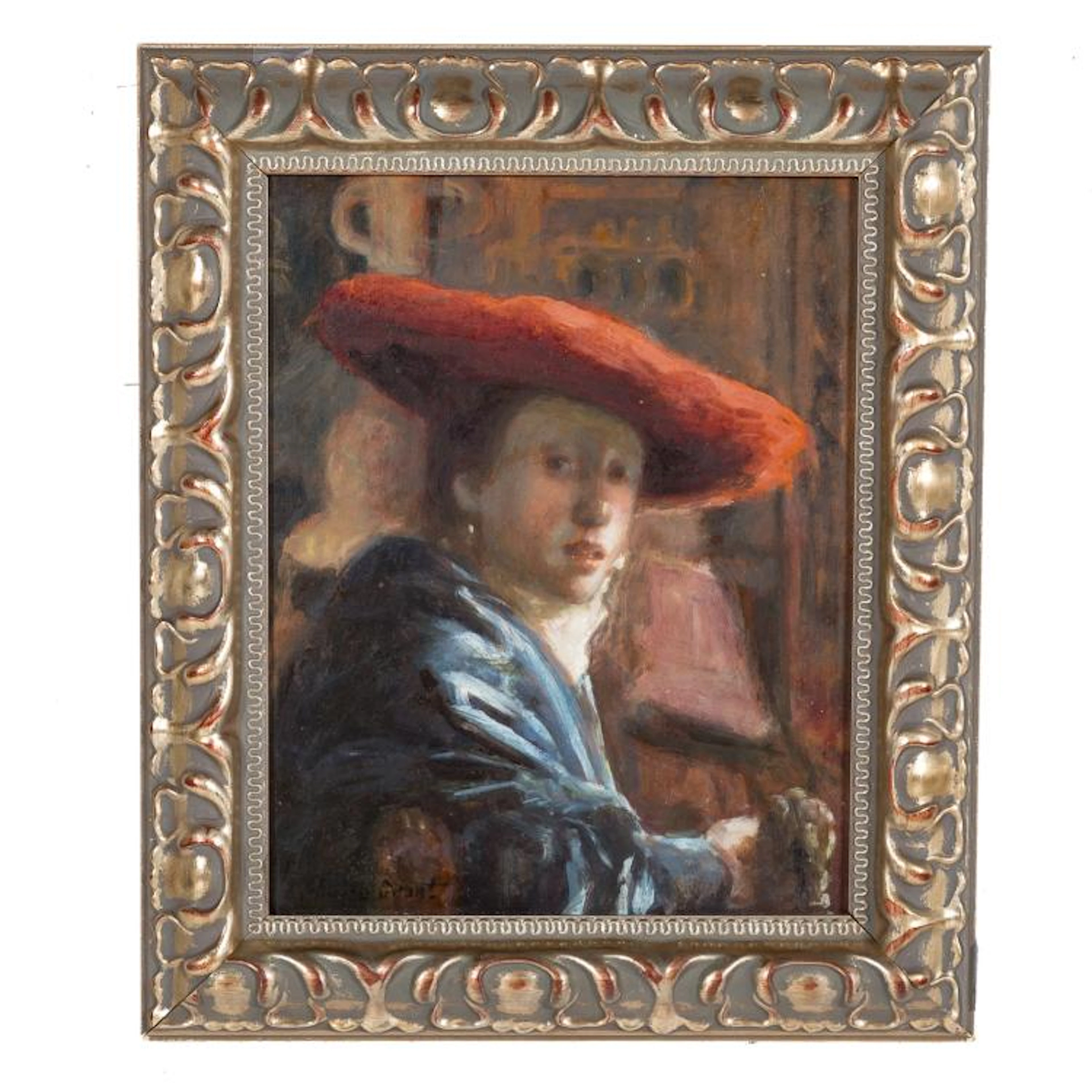 After Jan Vermeer. Girl with the Red Hat, oil