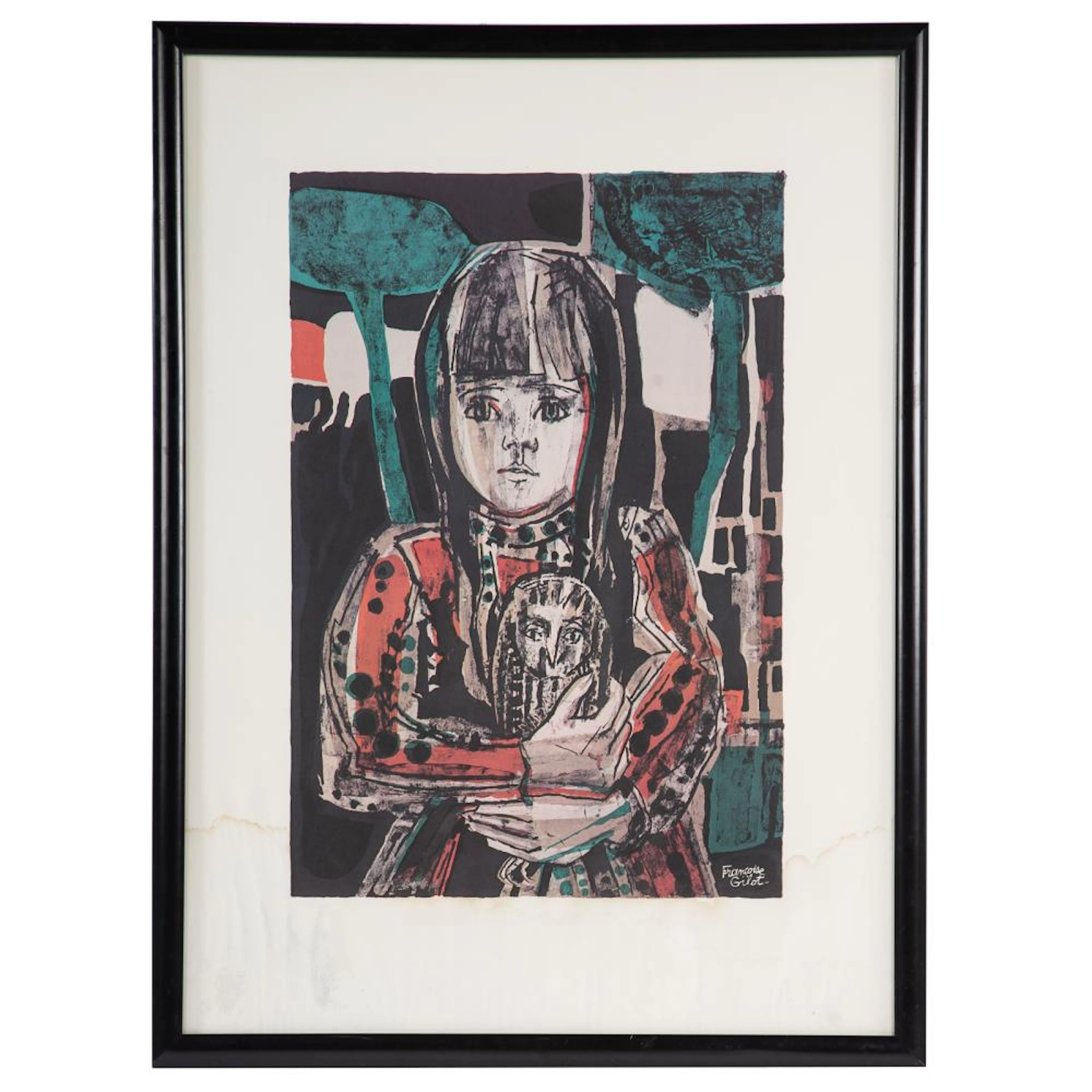 Franscoise Gilot. Little Girl with Owl, lithograph