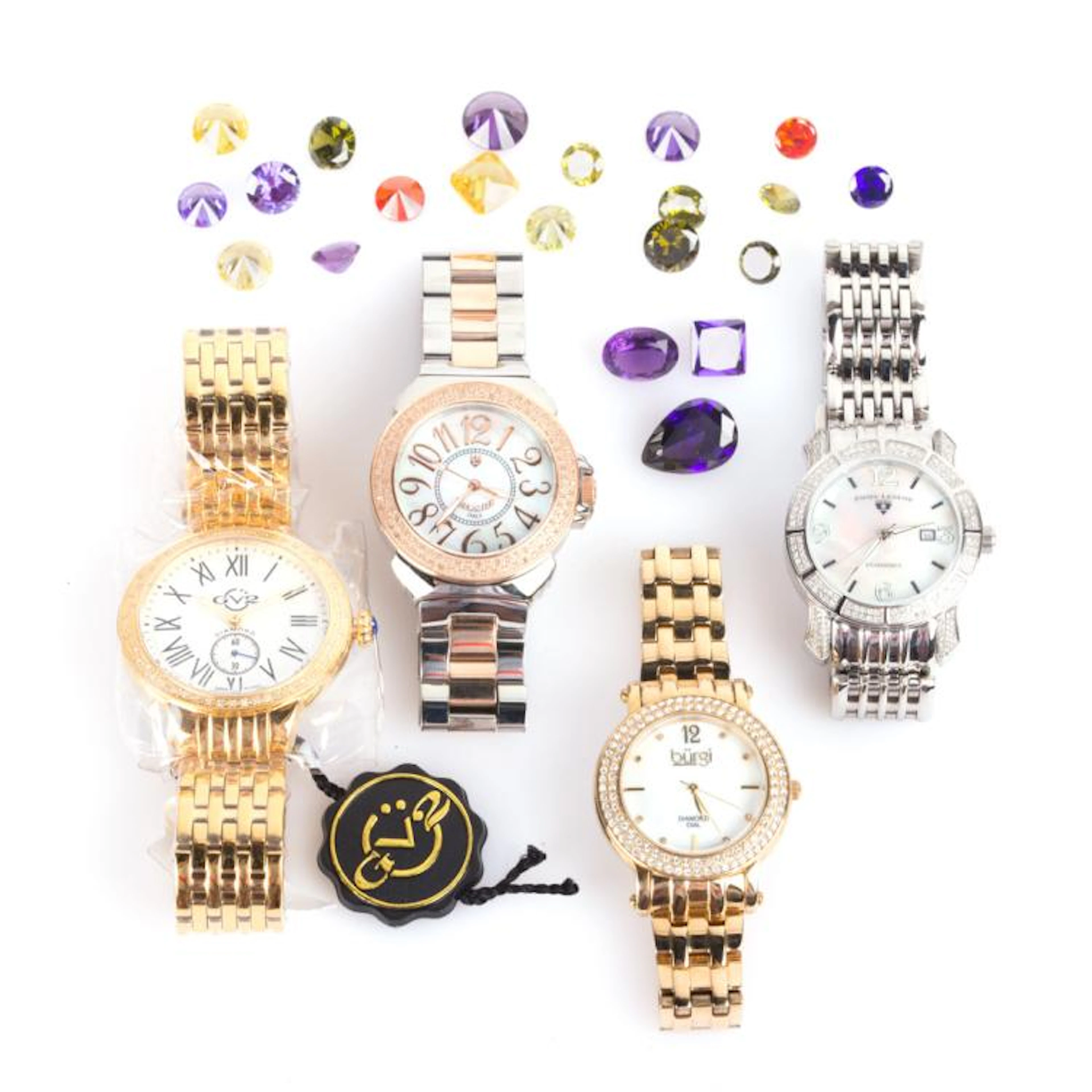 Five Lady's Fashion Watches with Loose Gemstones