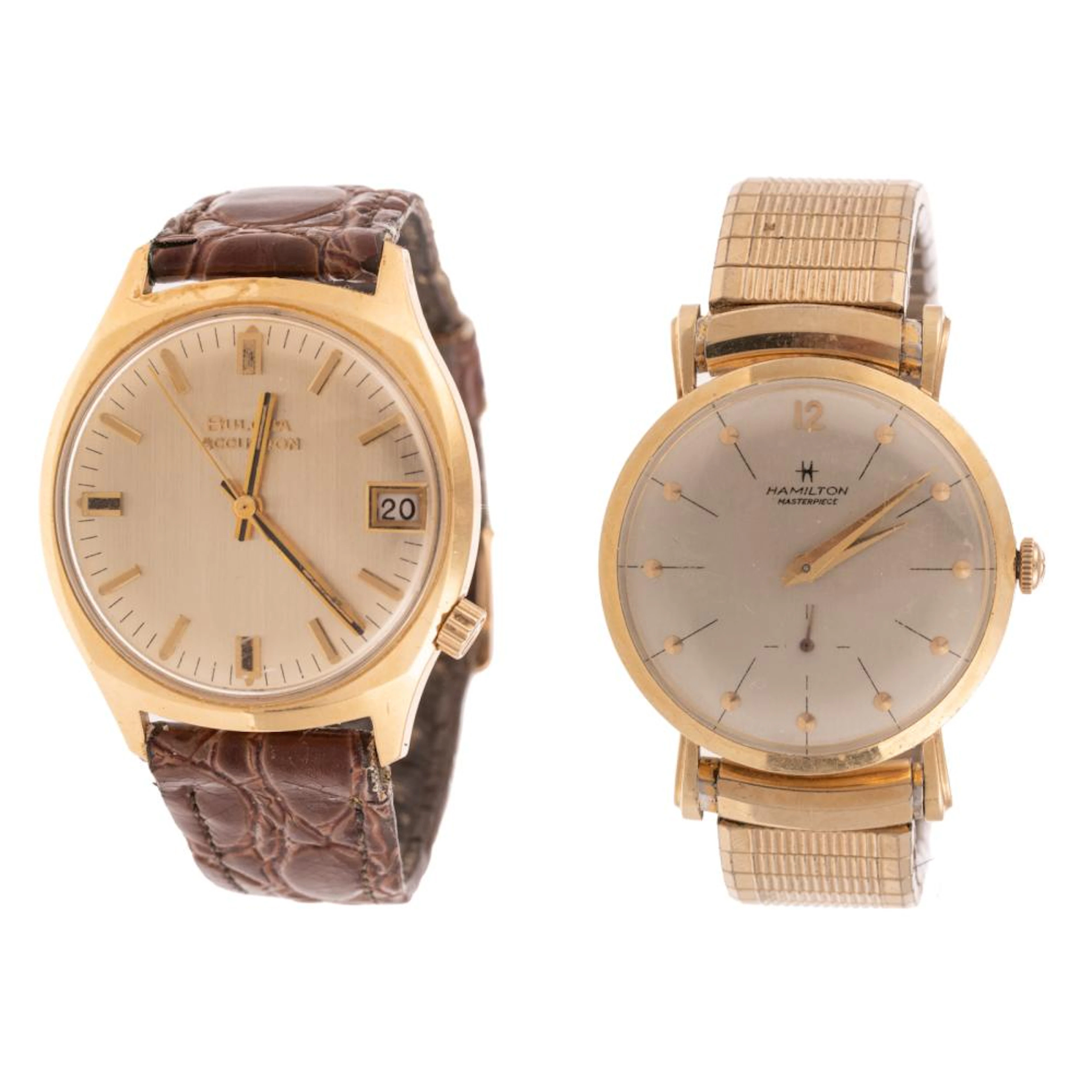 A 14K Hamilton & 18K Bulova Watches