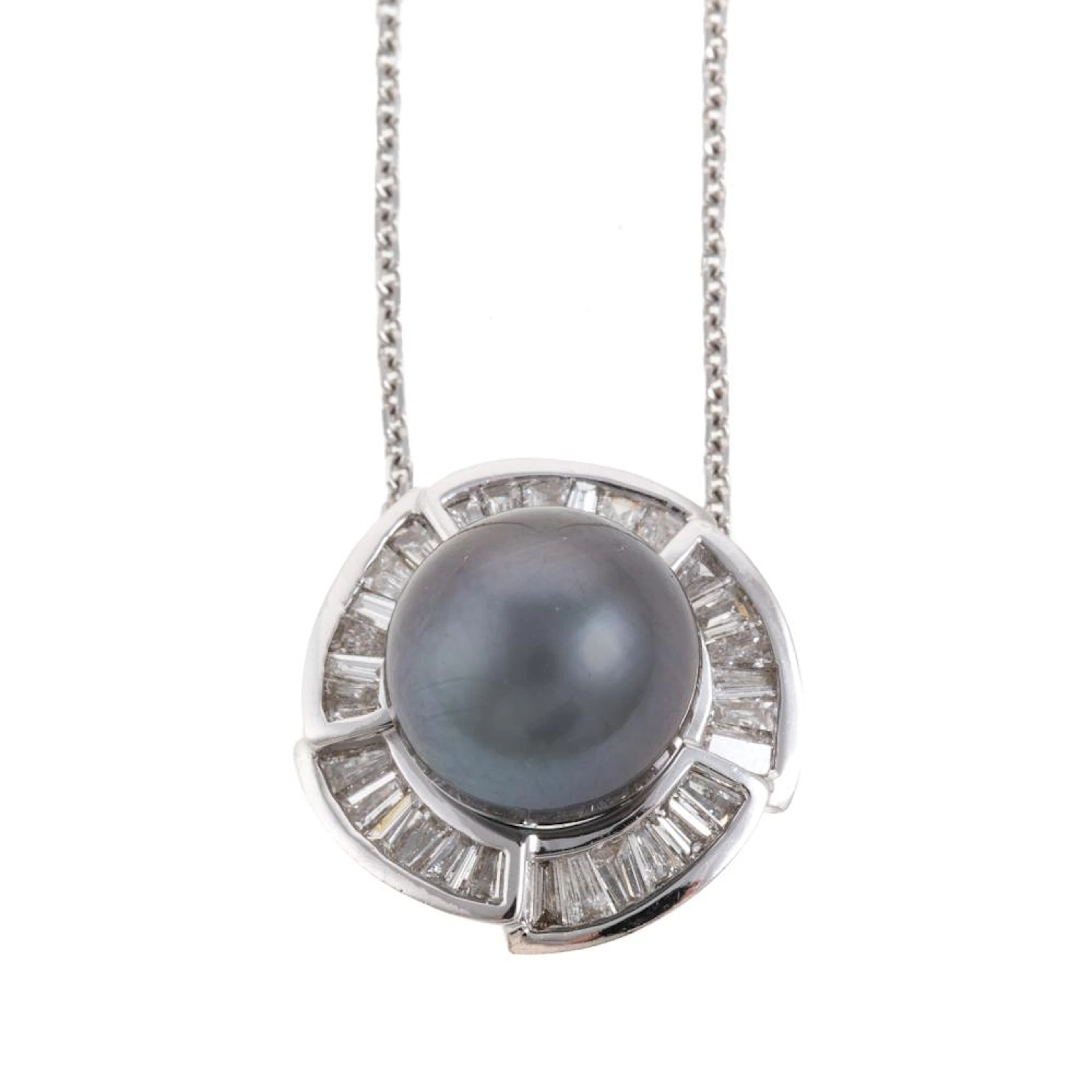 A Tahitian Pearl & Diamond Pendant in 14K