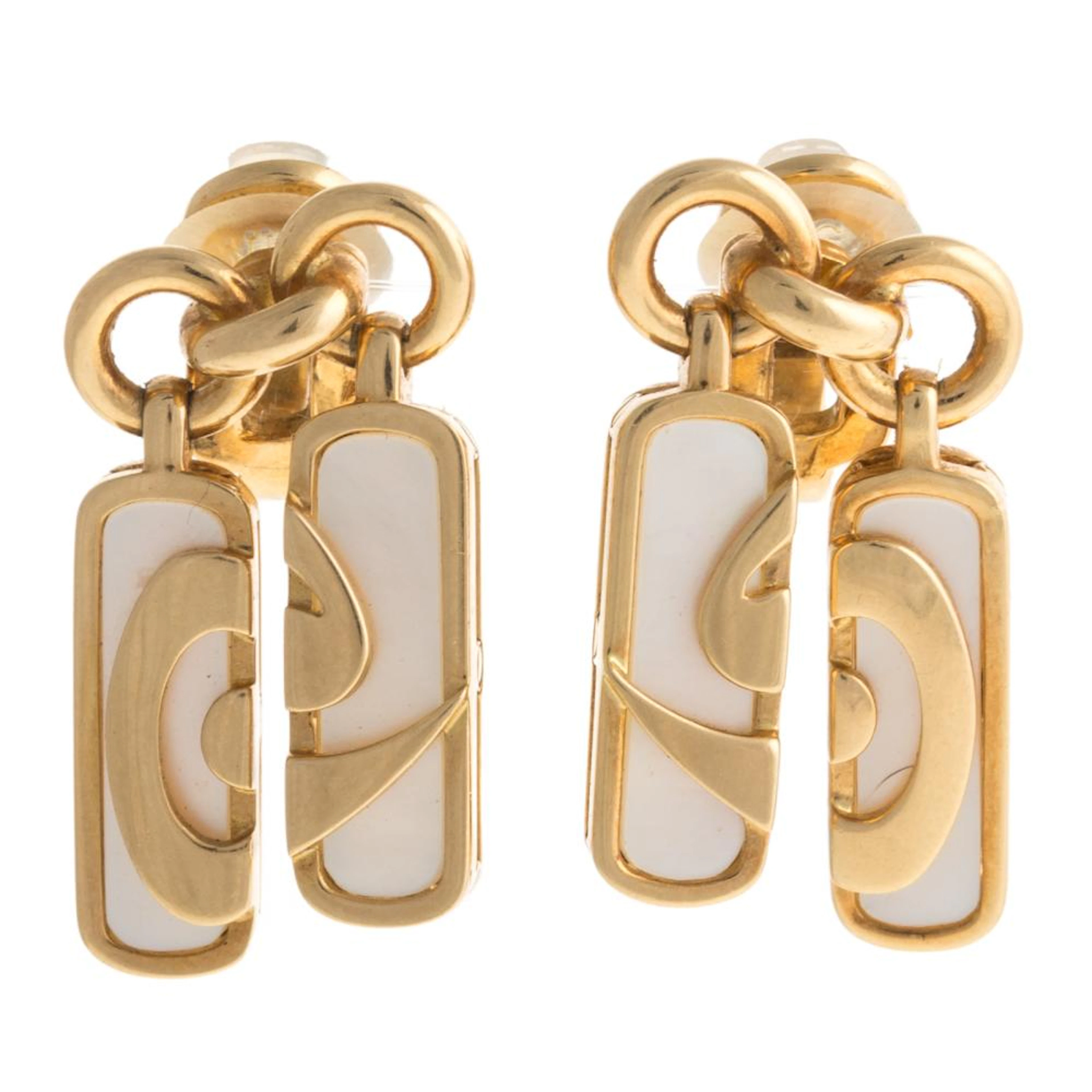 A Pair of 18K Mother of Pearl Earrings by Bvlgari