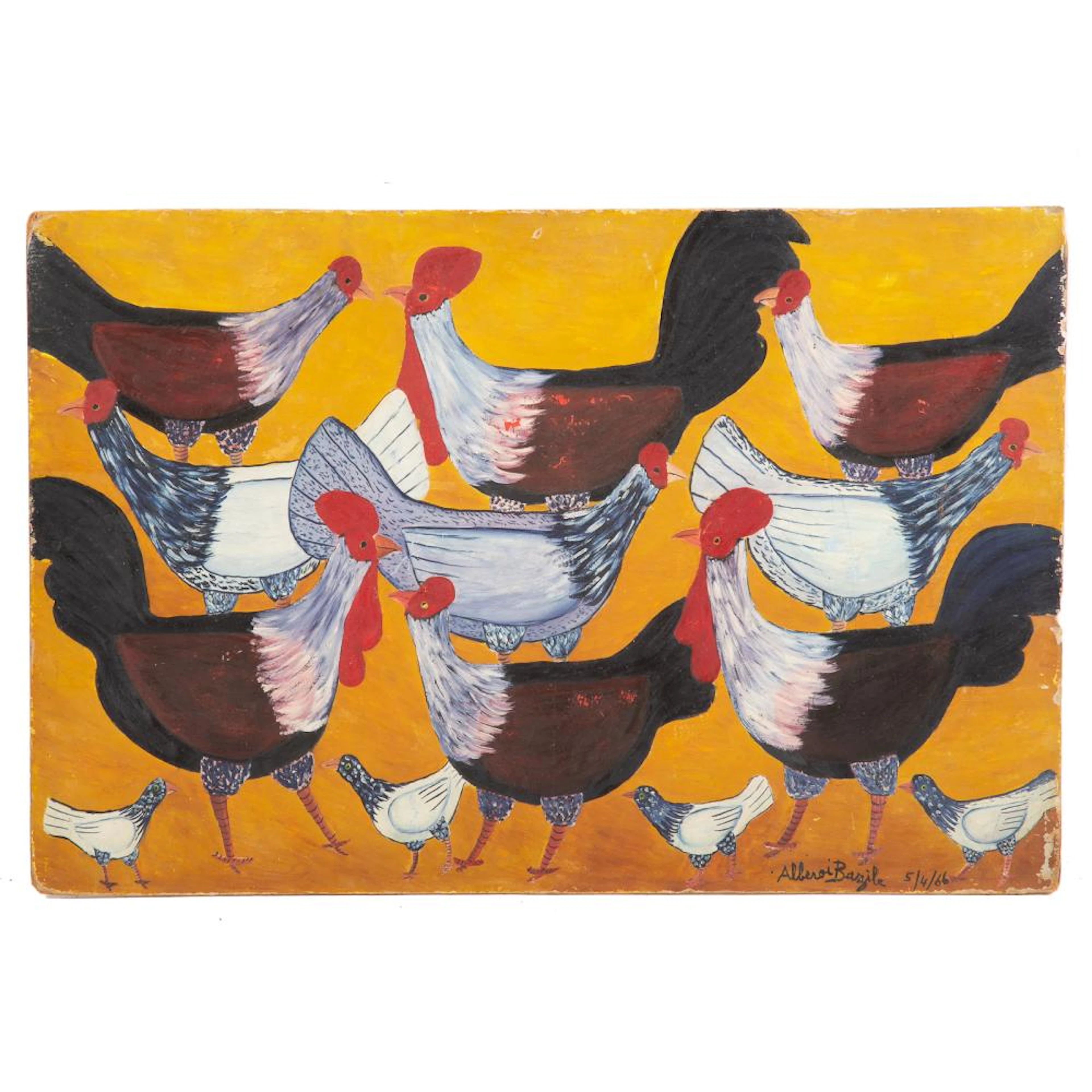 Alberoi Bazile. Roosters and Chicks, oil