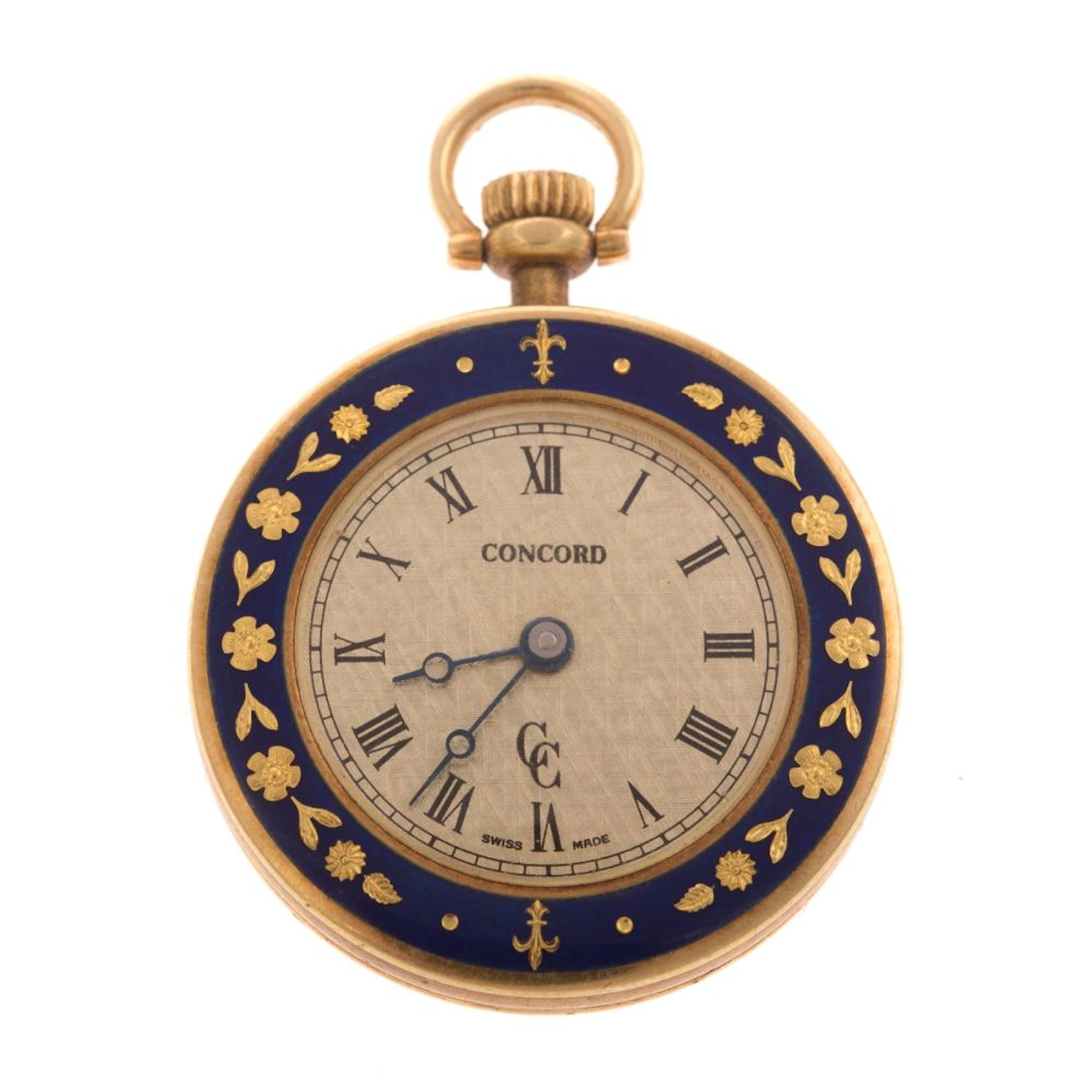 A Ladies Blue Enamel Concord Pocket Watch in 18K