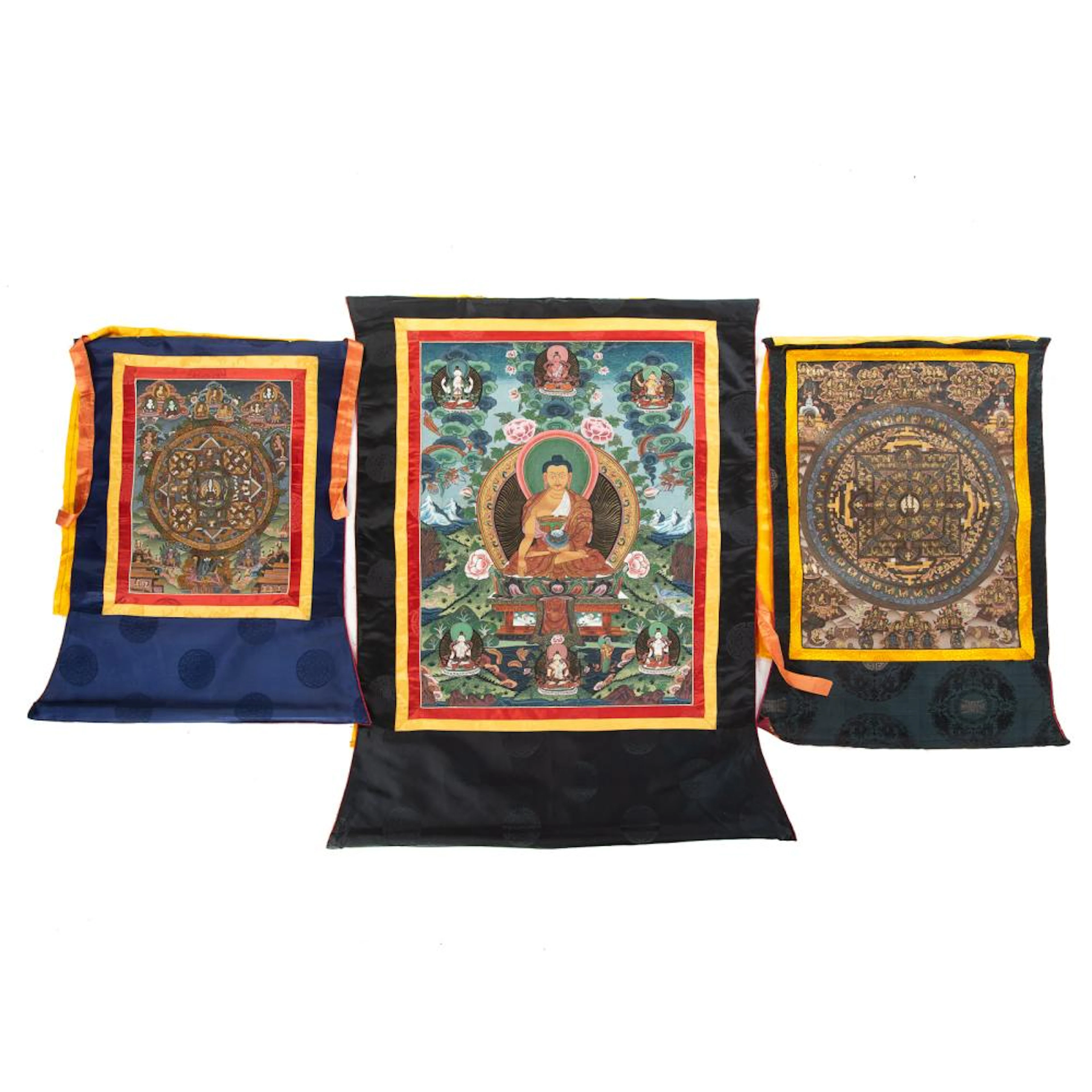 Three Tibetan Thangka Scrolls