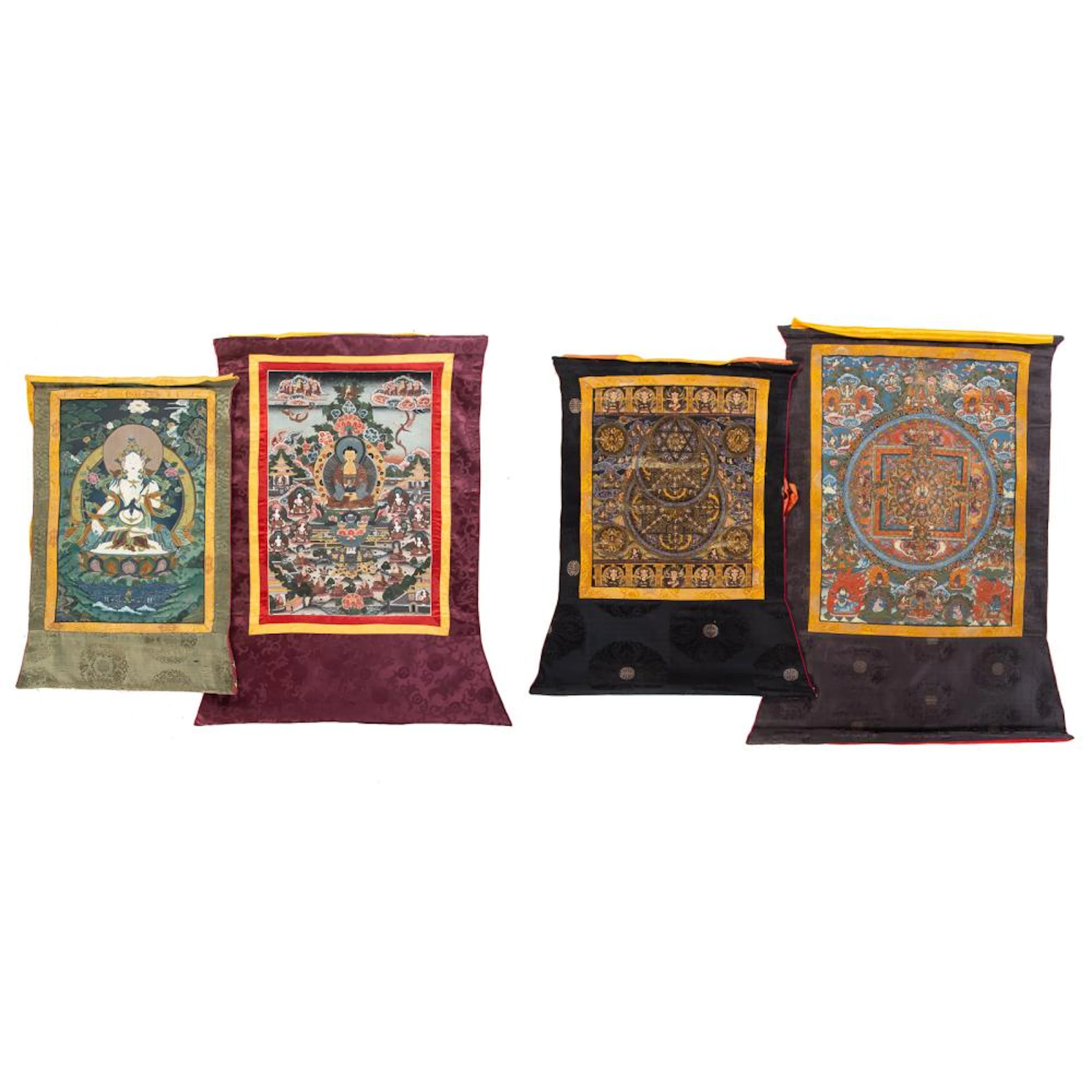 Four Tibetan Thangka Scrolls
