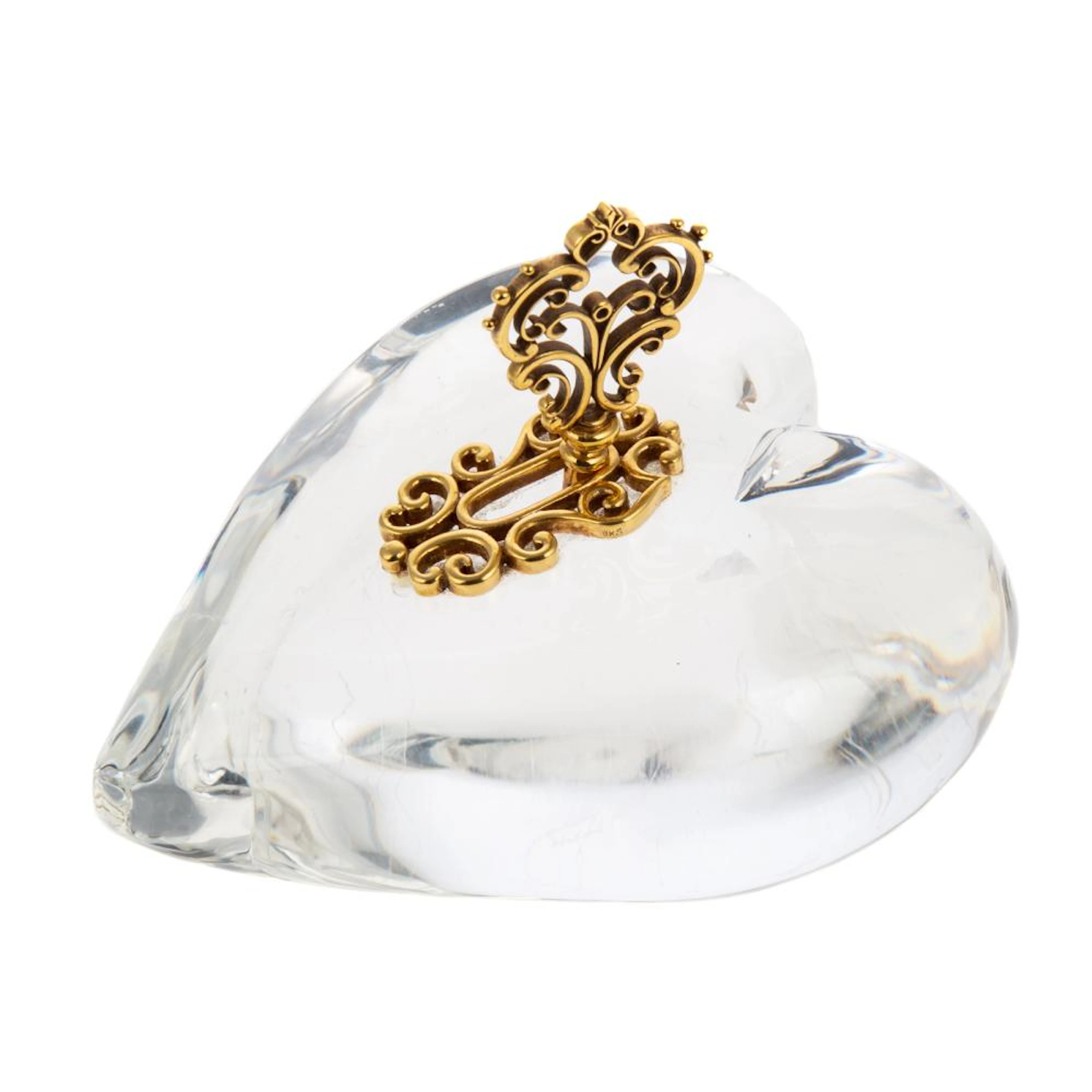 Steuben Glass Heart with Gold Key
