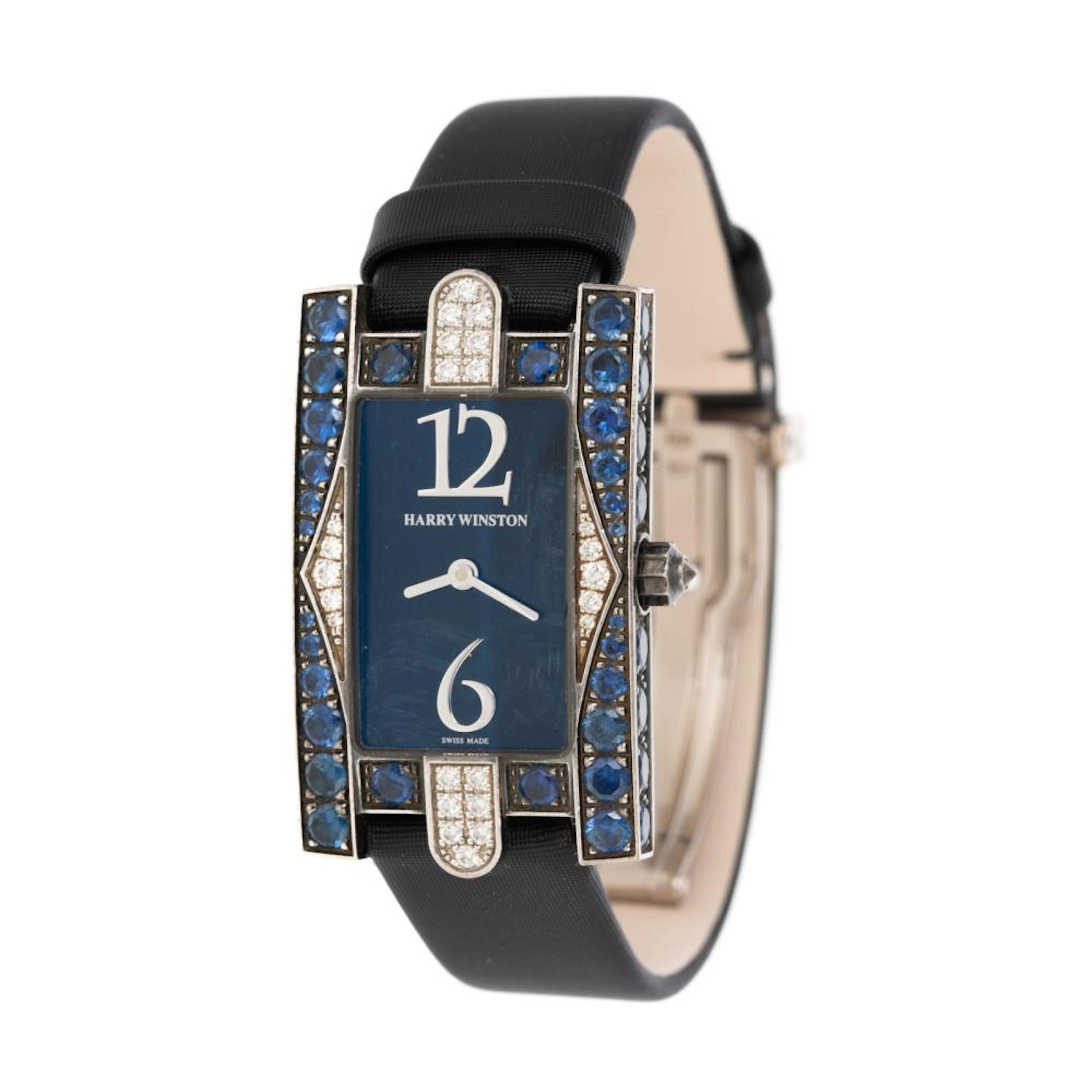 An 18K Diamond & Sapphire Watch by Harry Winsto