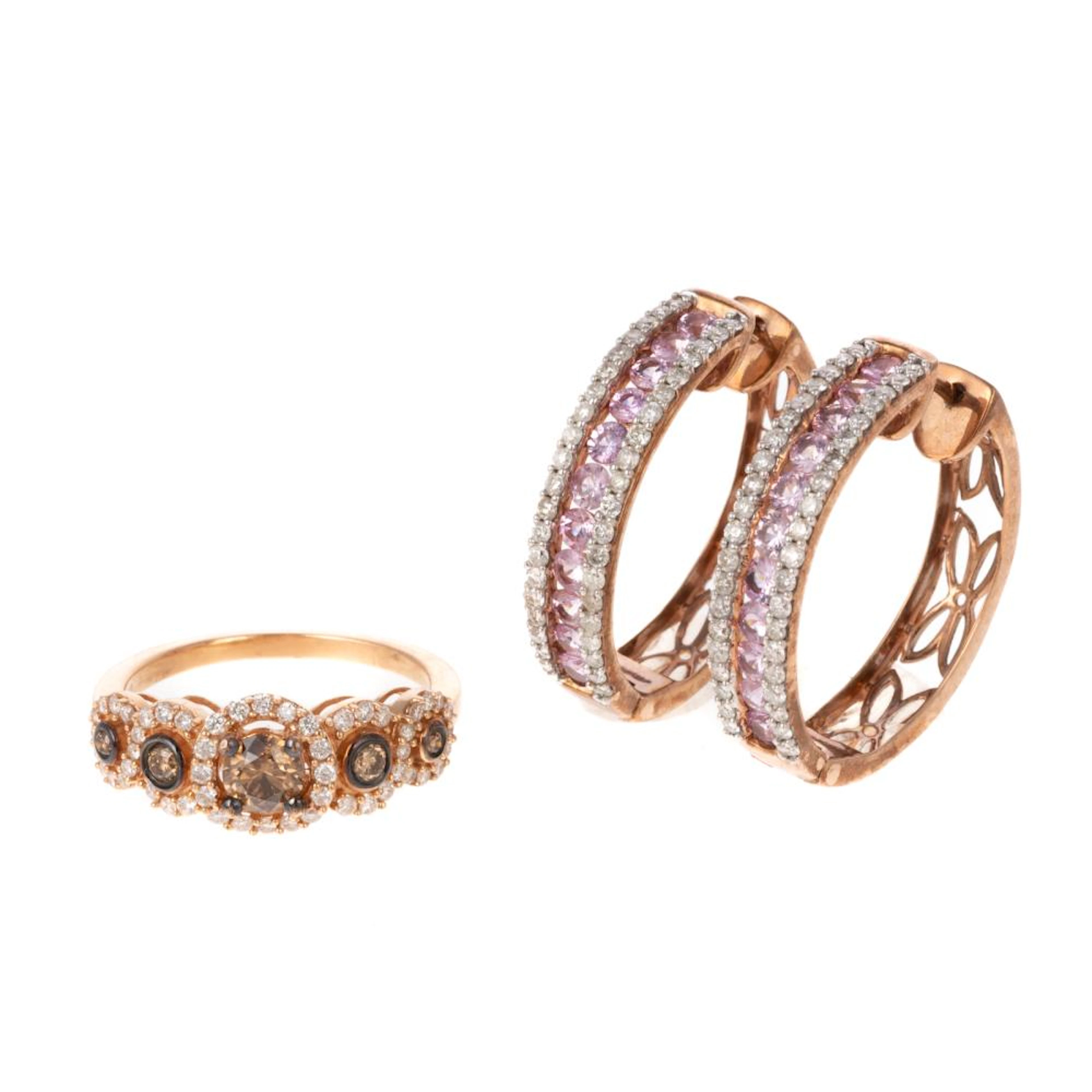 A Chocolate Diamond LeVian Ring & Earrings