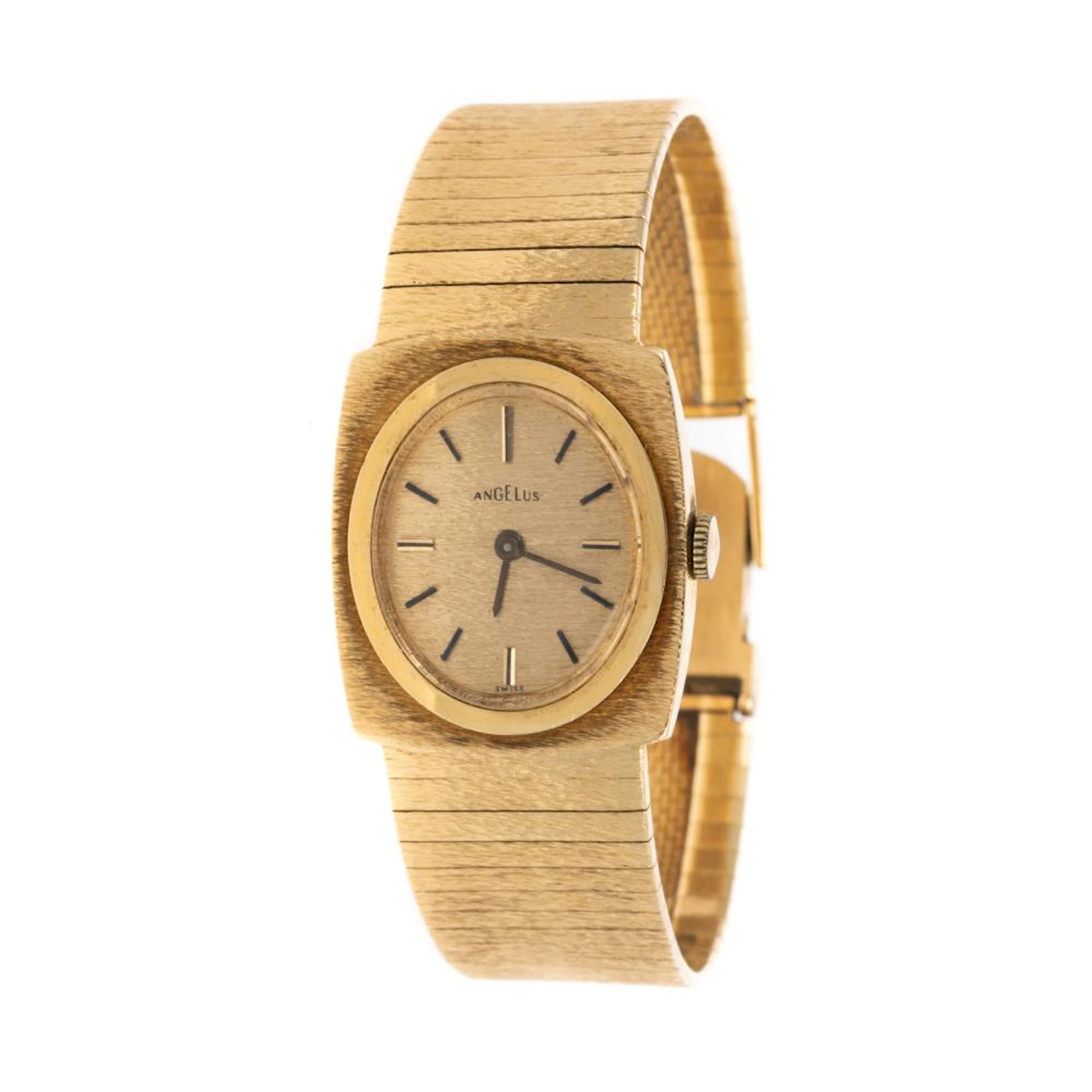 An Oval Face Angelus Watch in 14K