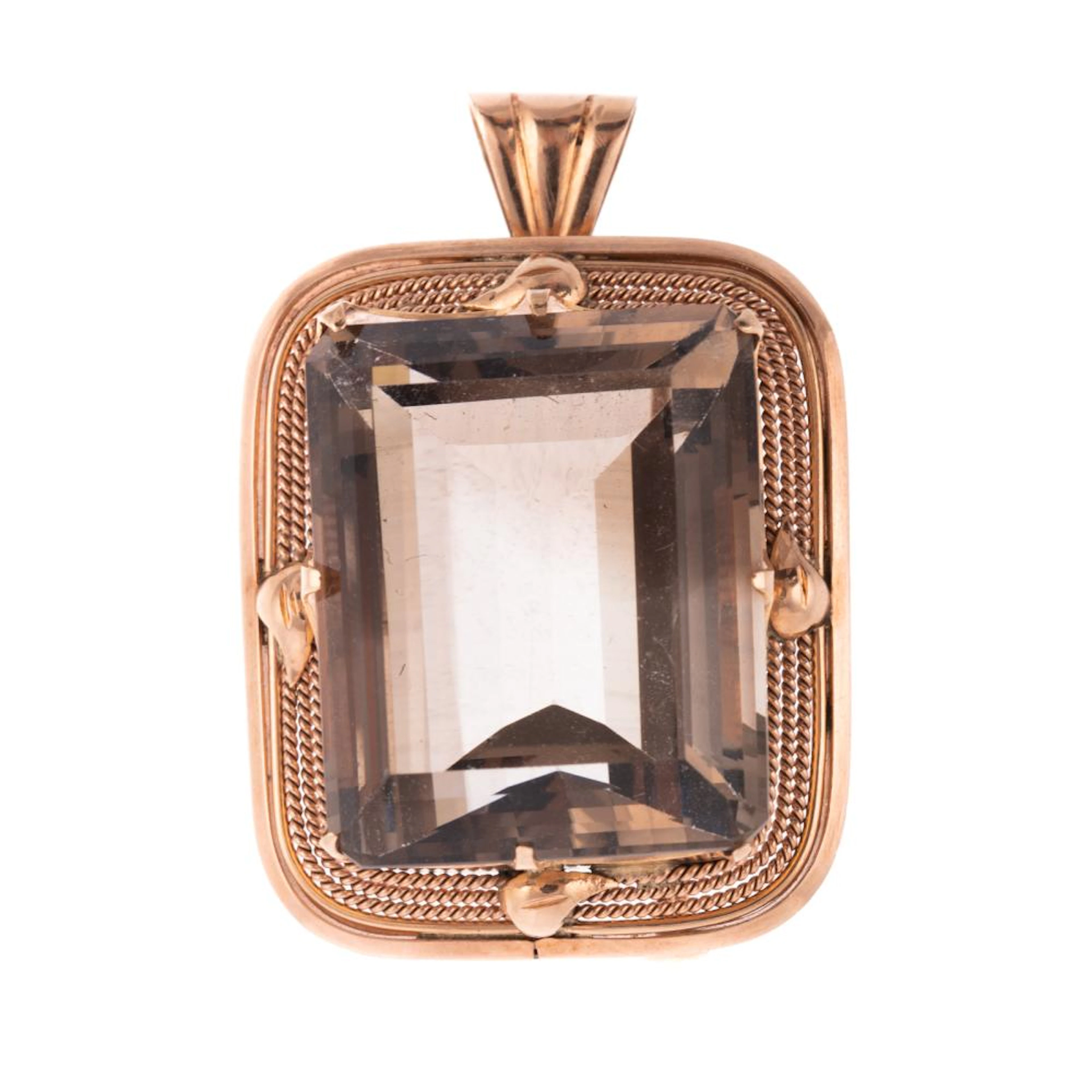 A Vintage Smoky Quartz Pin/Pendant in Rose Gold