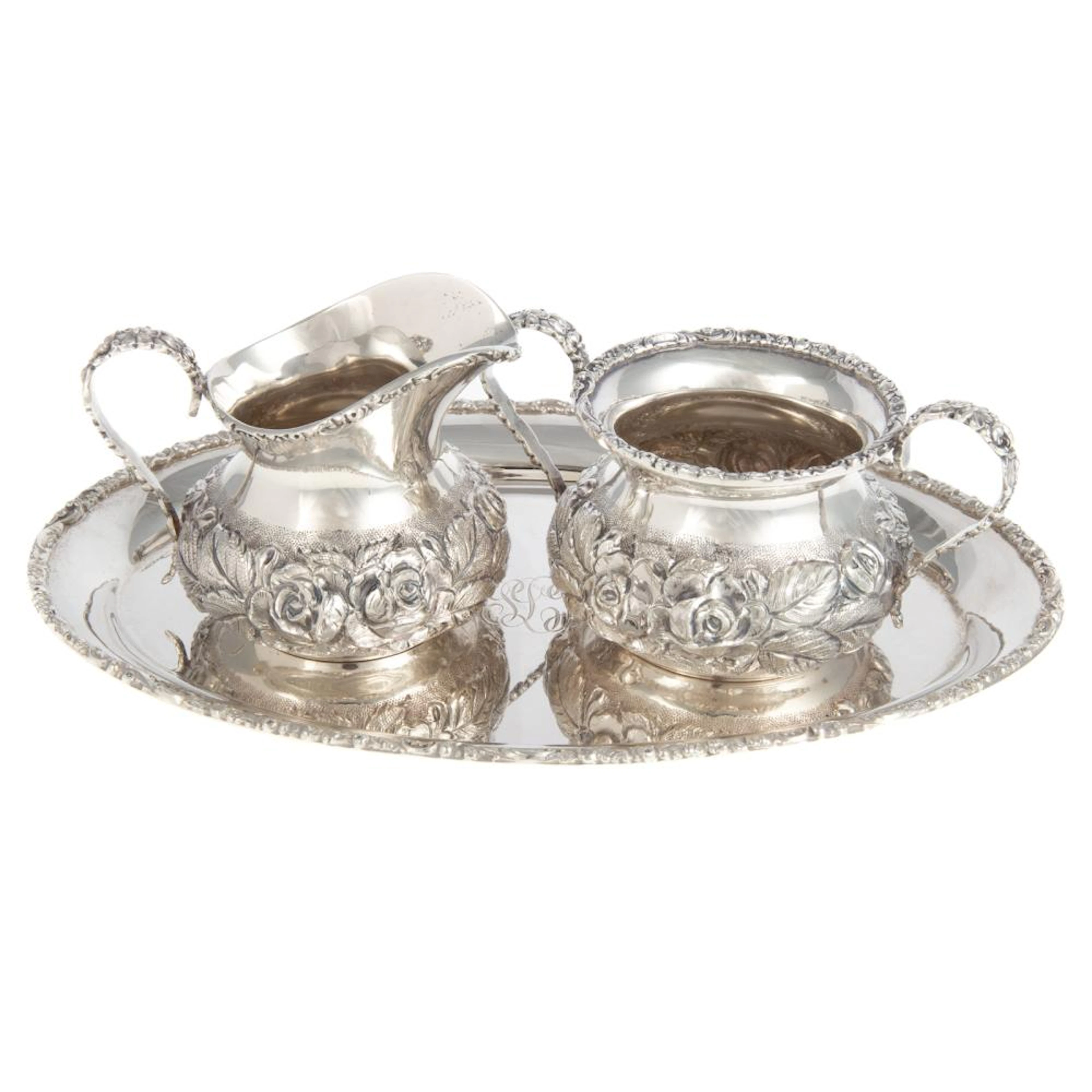 Stieff Sterling Repousse Creamer & Sugar Set