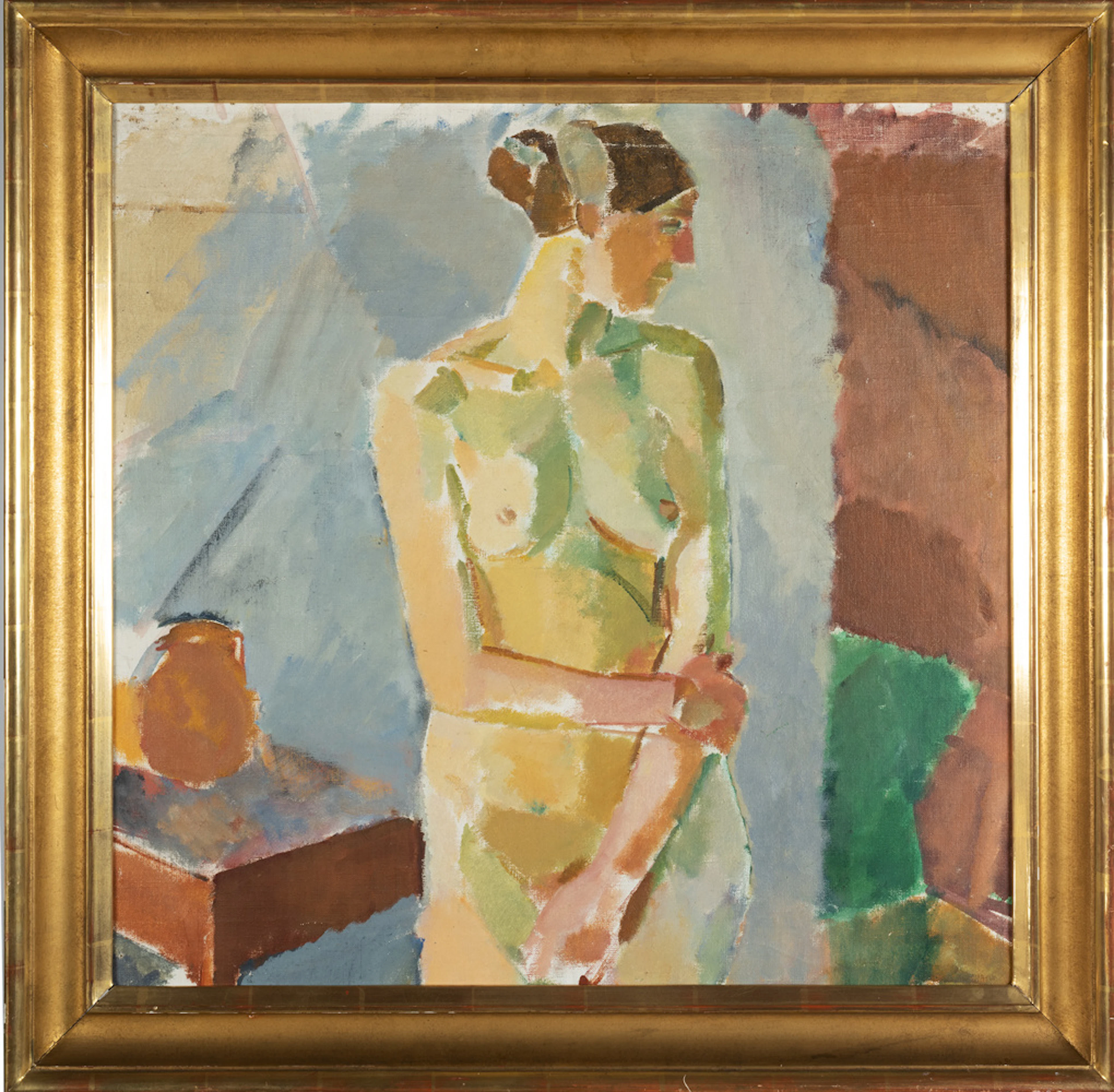 Karl Isakson, (1878-1922), Stående akt. Osignerad. Olja på duk