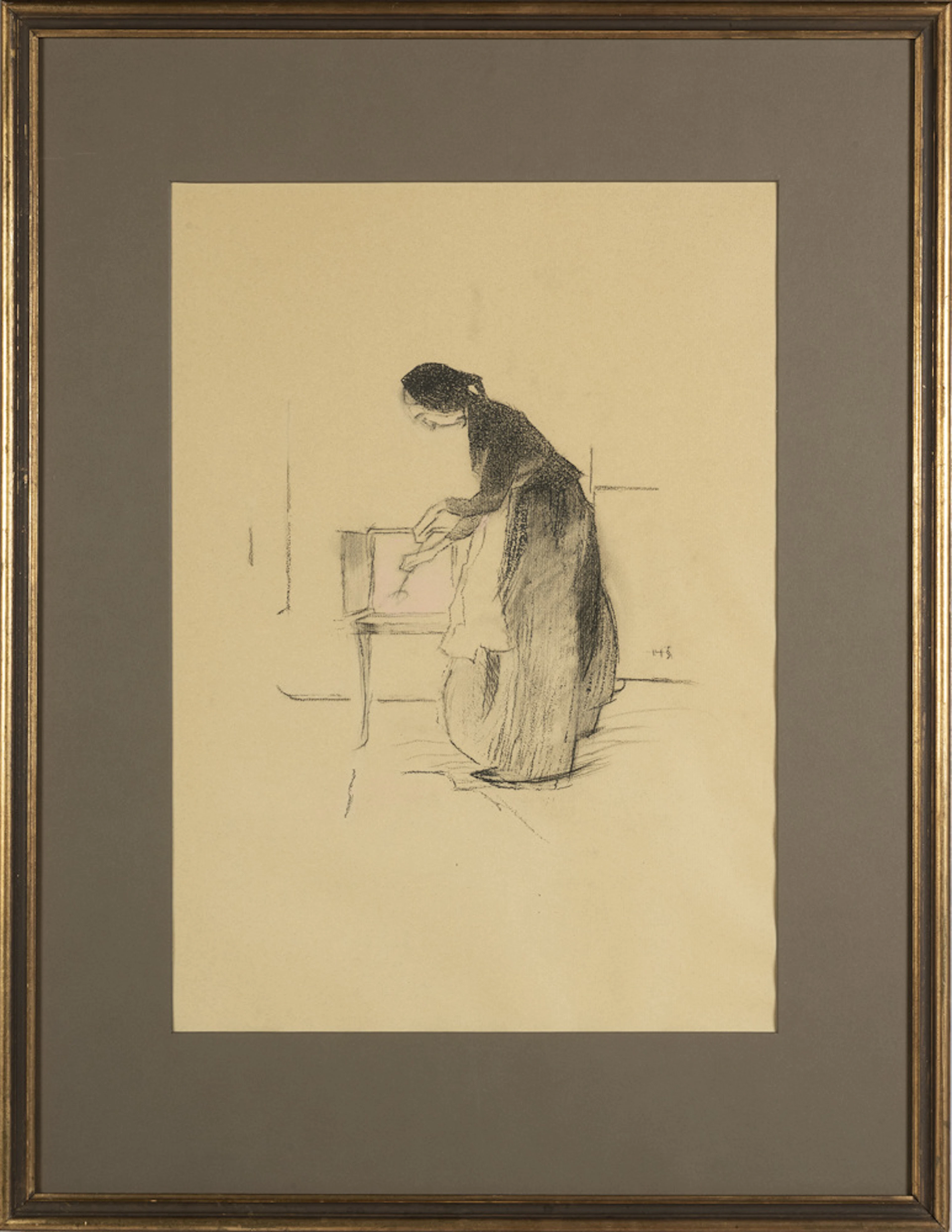 Helene Schjerfbeck, (1862 - 1946), "Framför brasan"