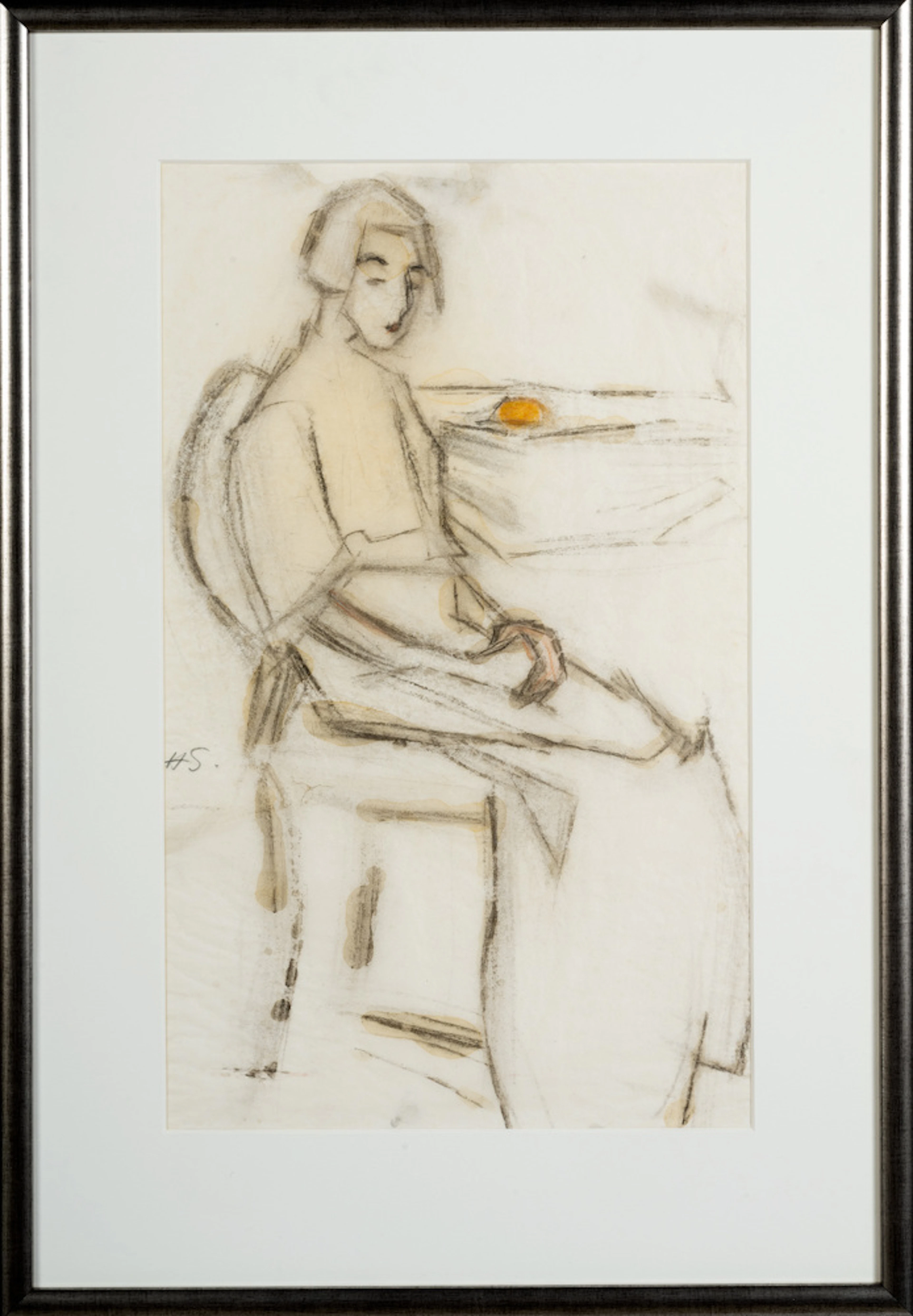 Helene Schjerfbeck, (1862 - 1946), Kostymbild, (Bagarens dotter / Kvinna i vitt)