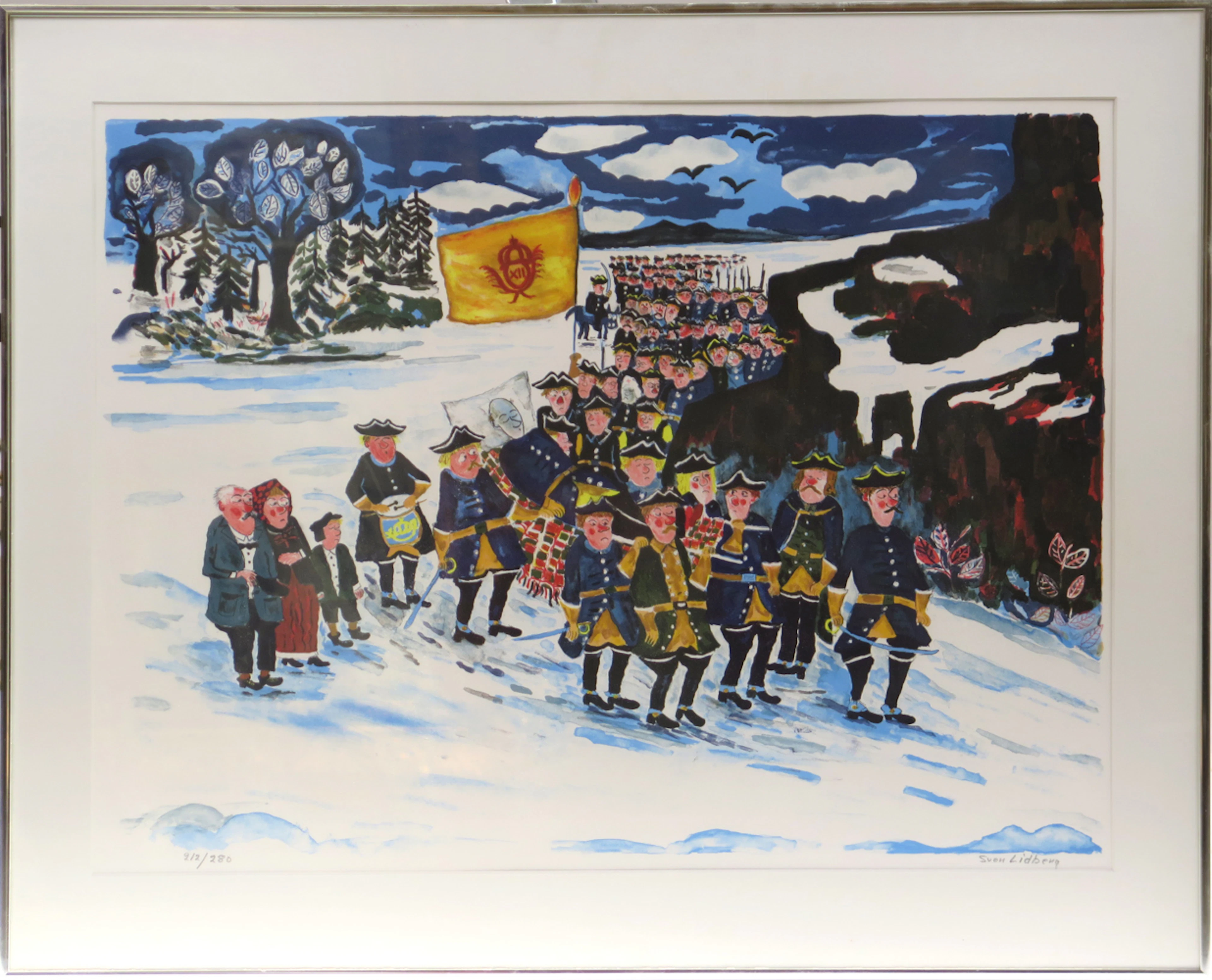 Lidberg, Sven, färglito, Karl XII:s likfärd - fritt efter Gustaf Cederström,