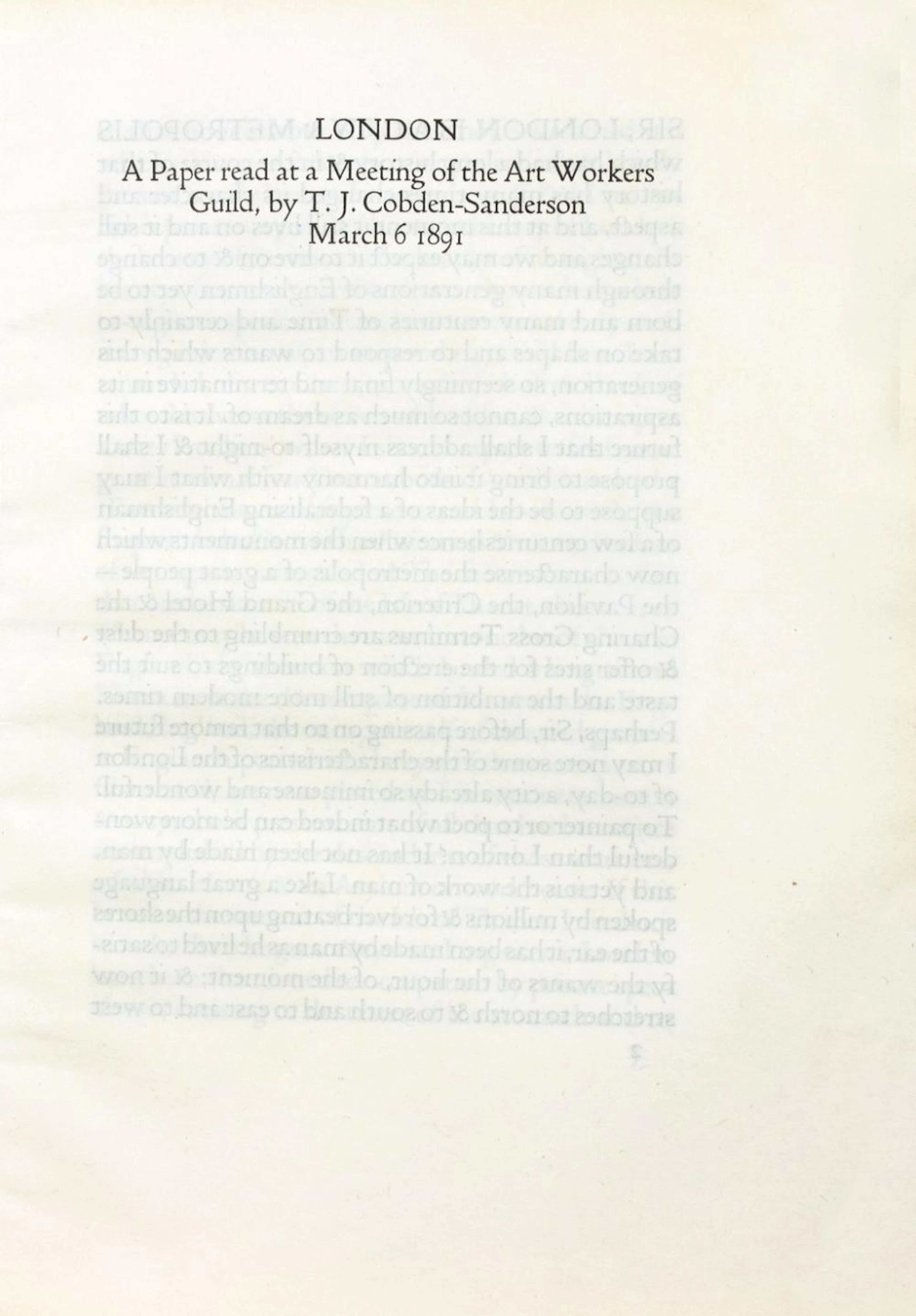 DOVES PRESS - T[HOMAS] J. COBDEN-SANDERSON. LONDON.