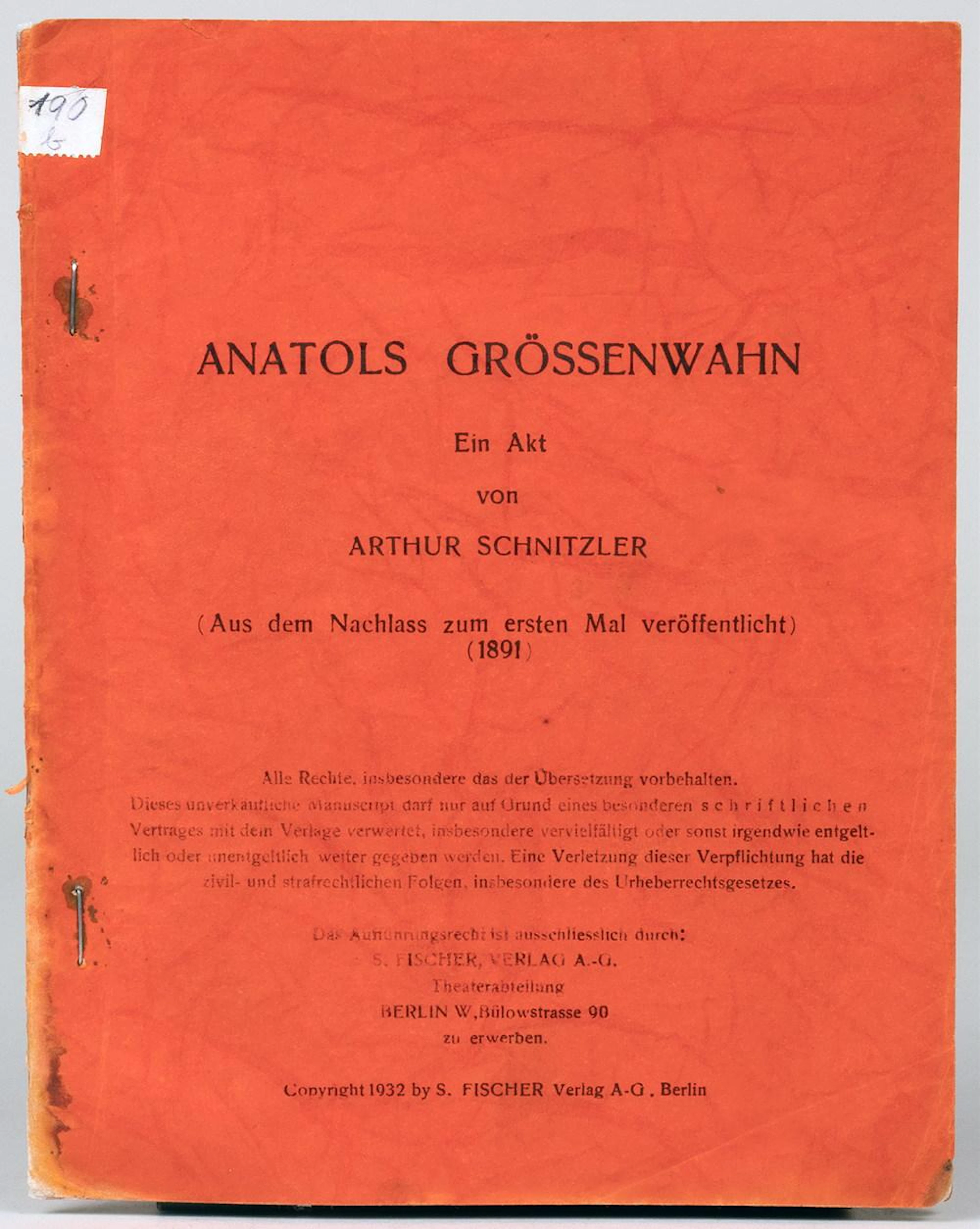 Arthur Schnitzler. Anatols Größenwahn.