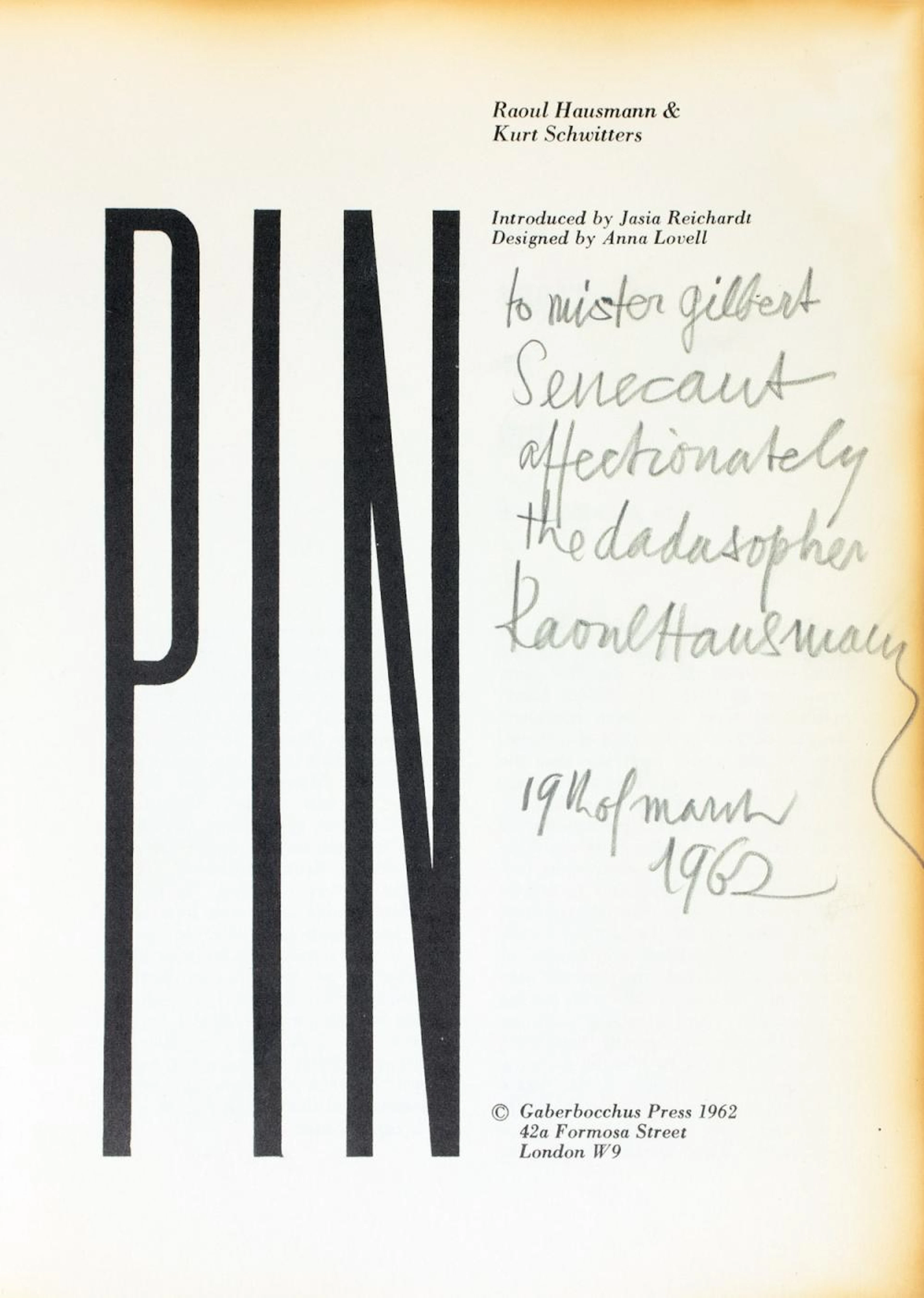 Raoul Hausmann & Kurt Schwitters. Pin.
