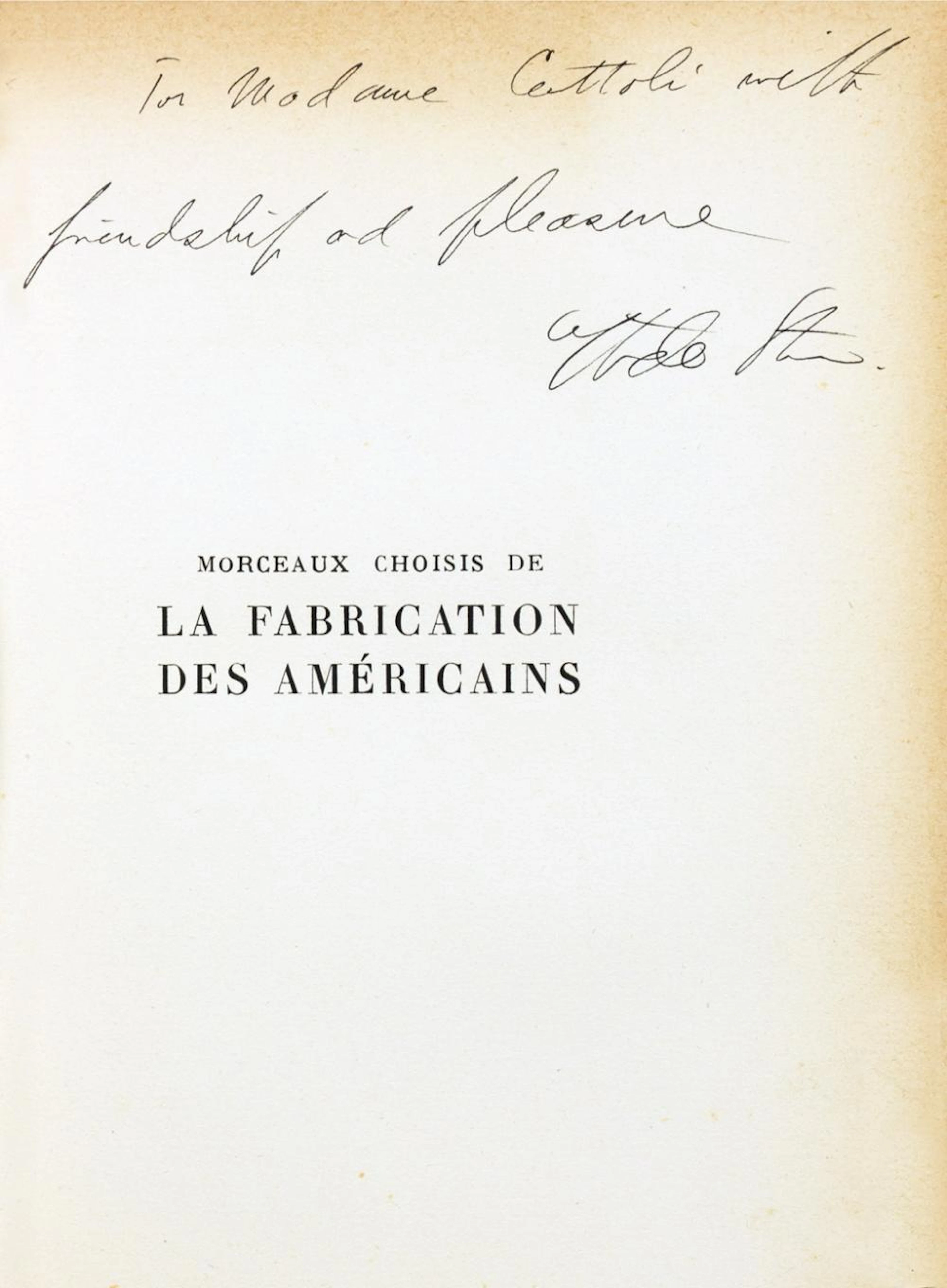 Gertrude Stein. Morceaux choisis de La Fabrication des Américains.