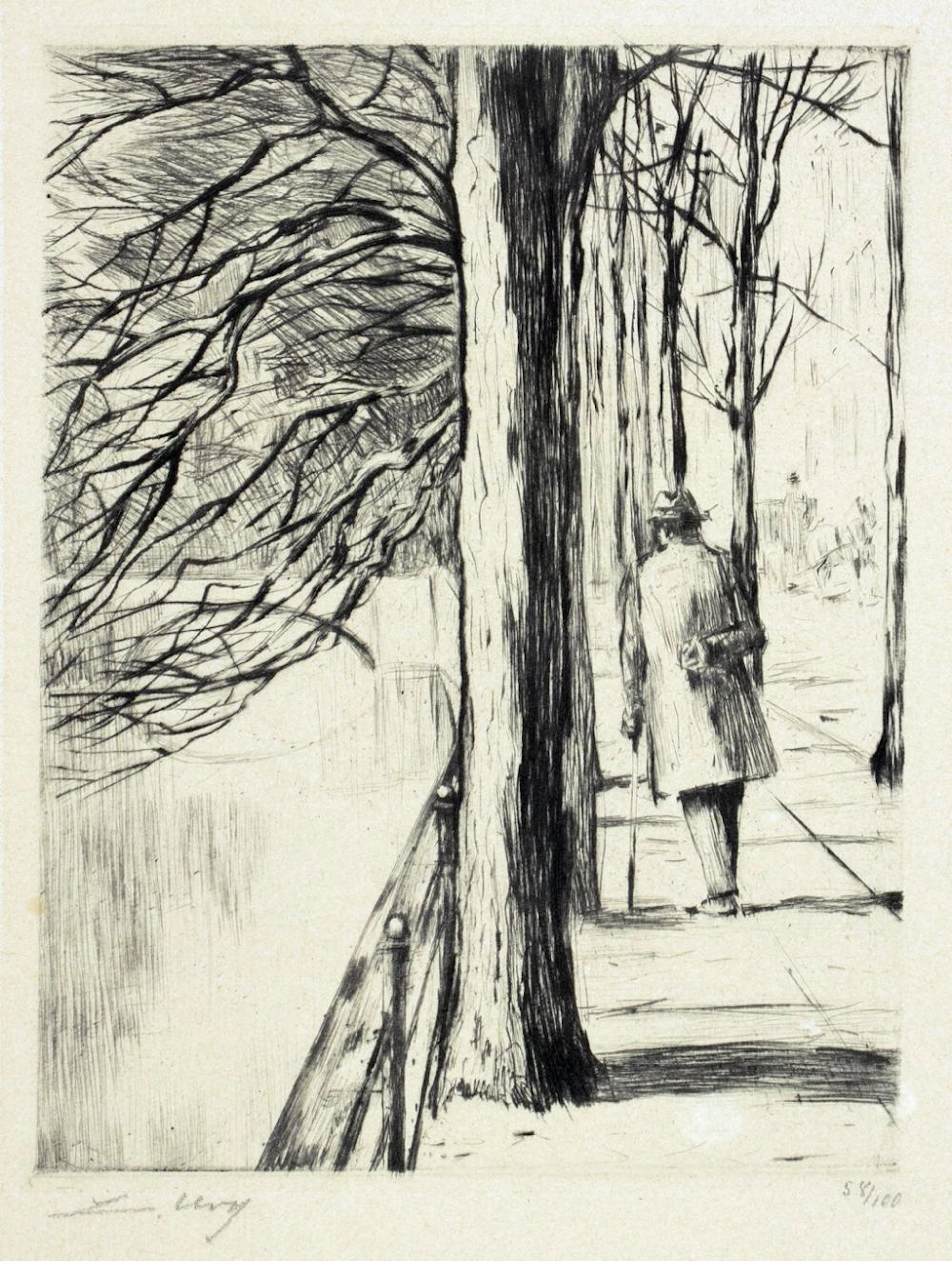 Lesser Ury. Spaziergänger am Landwehrkanal.