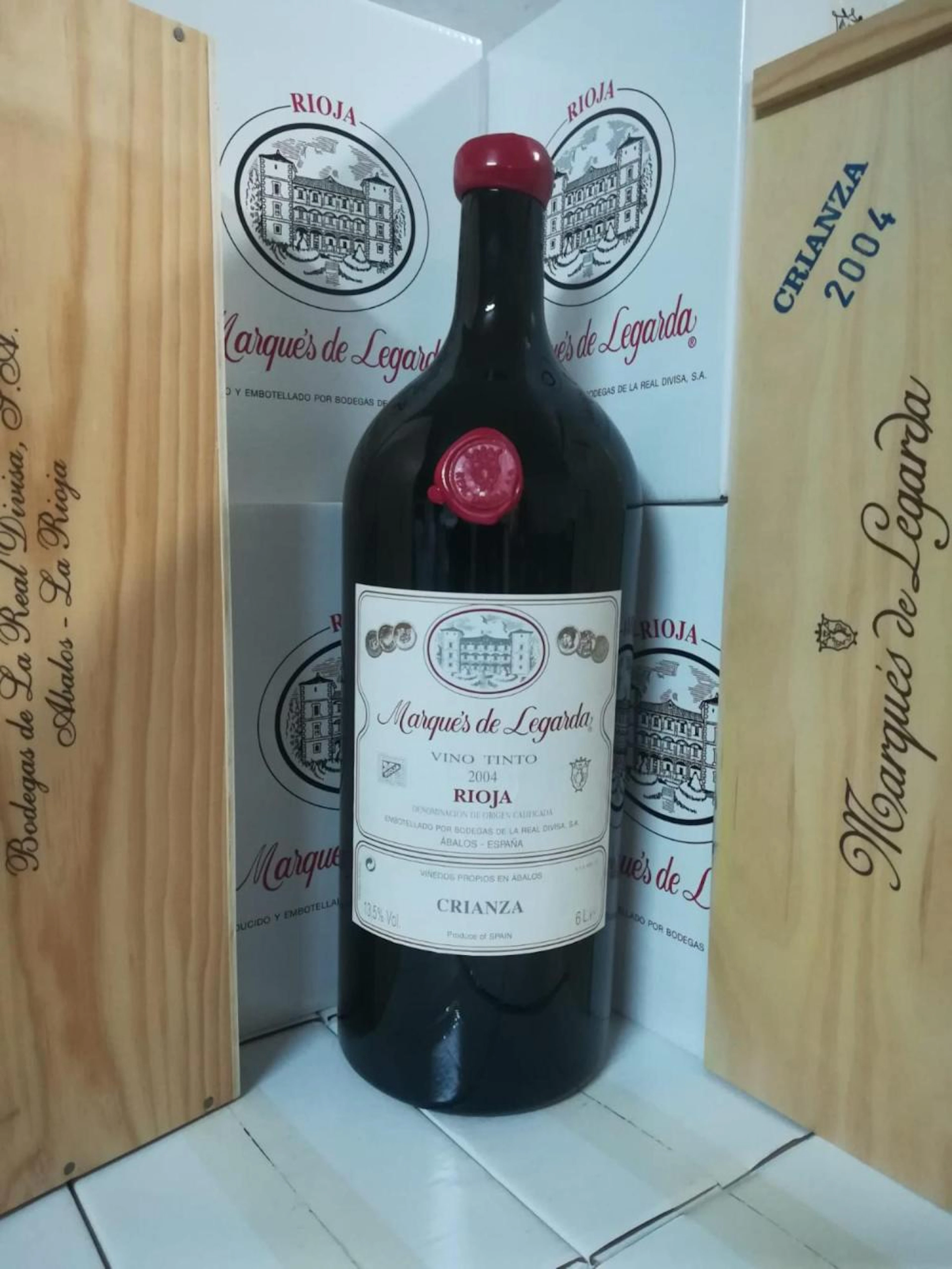 Imperial bottle (6 liters) of Marques de Legarda Crianza 2004 Rioja Tinto