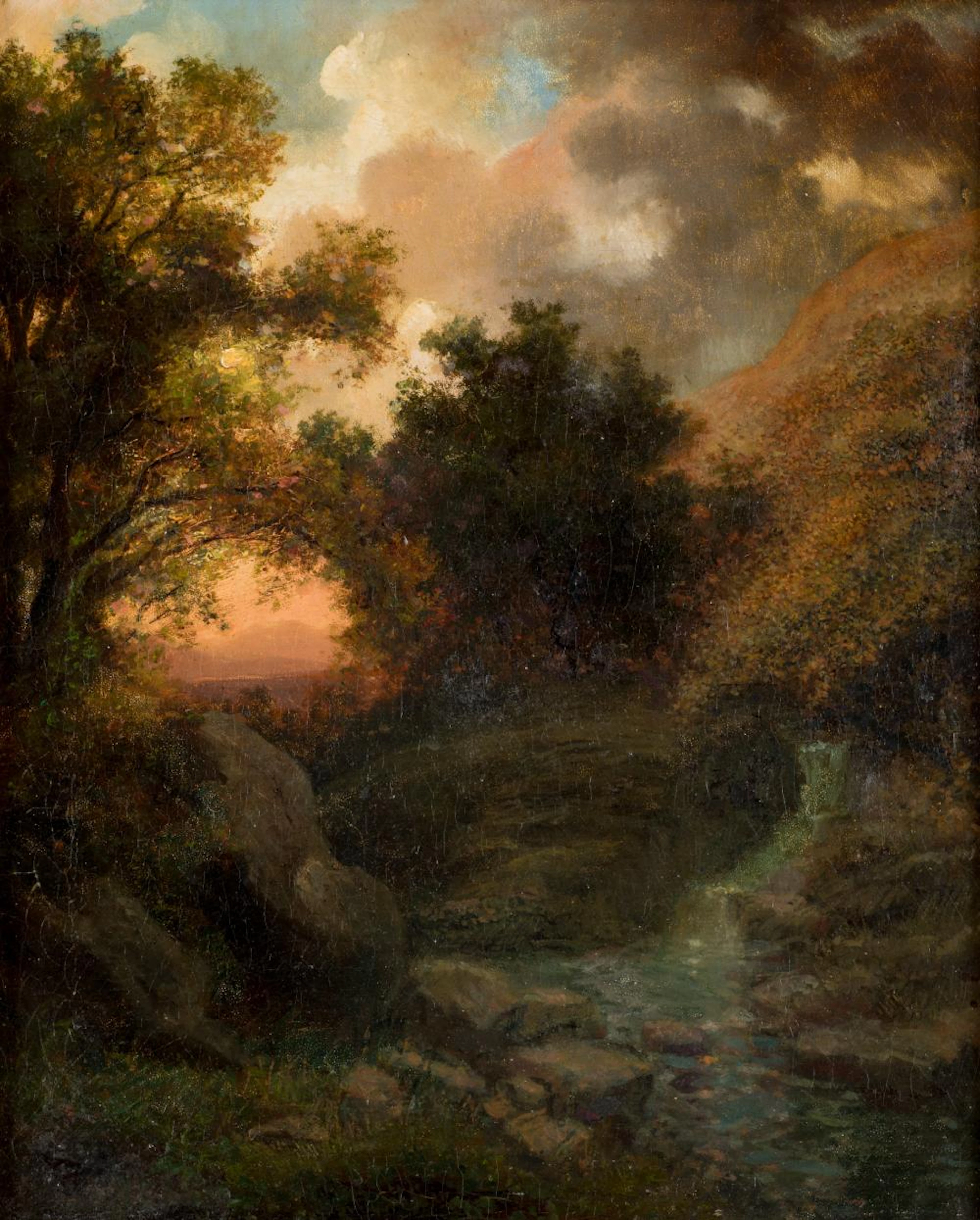 GERMAN SCHOOL (19th century) "Landscape at sunset"