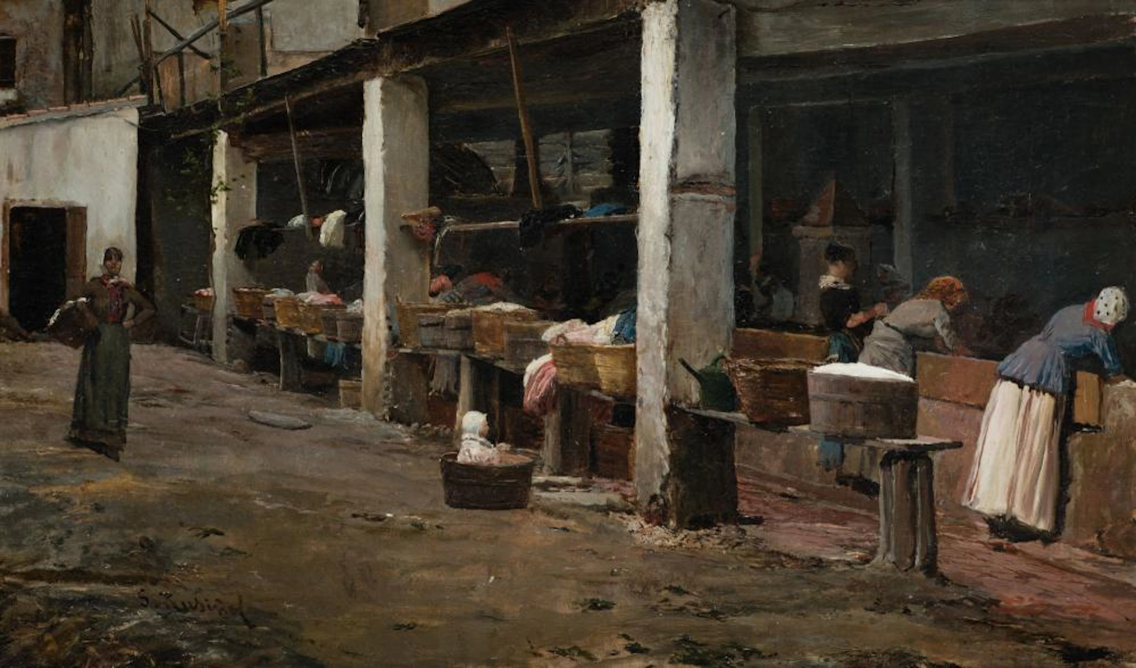 SANTIAGO RUSIÑOL Barcelona (1861) / Aranjuez (1931) "Laundries of Barceloneta"