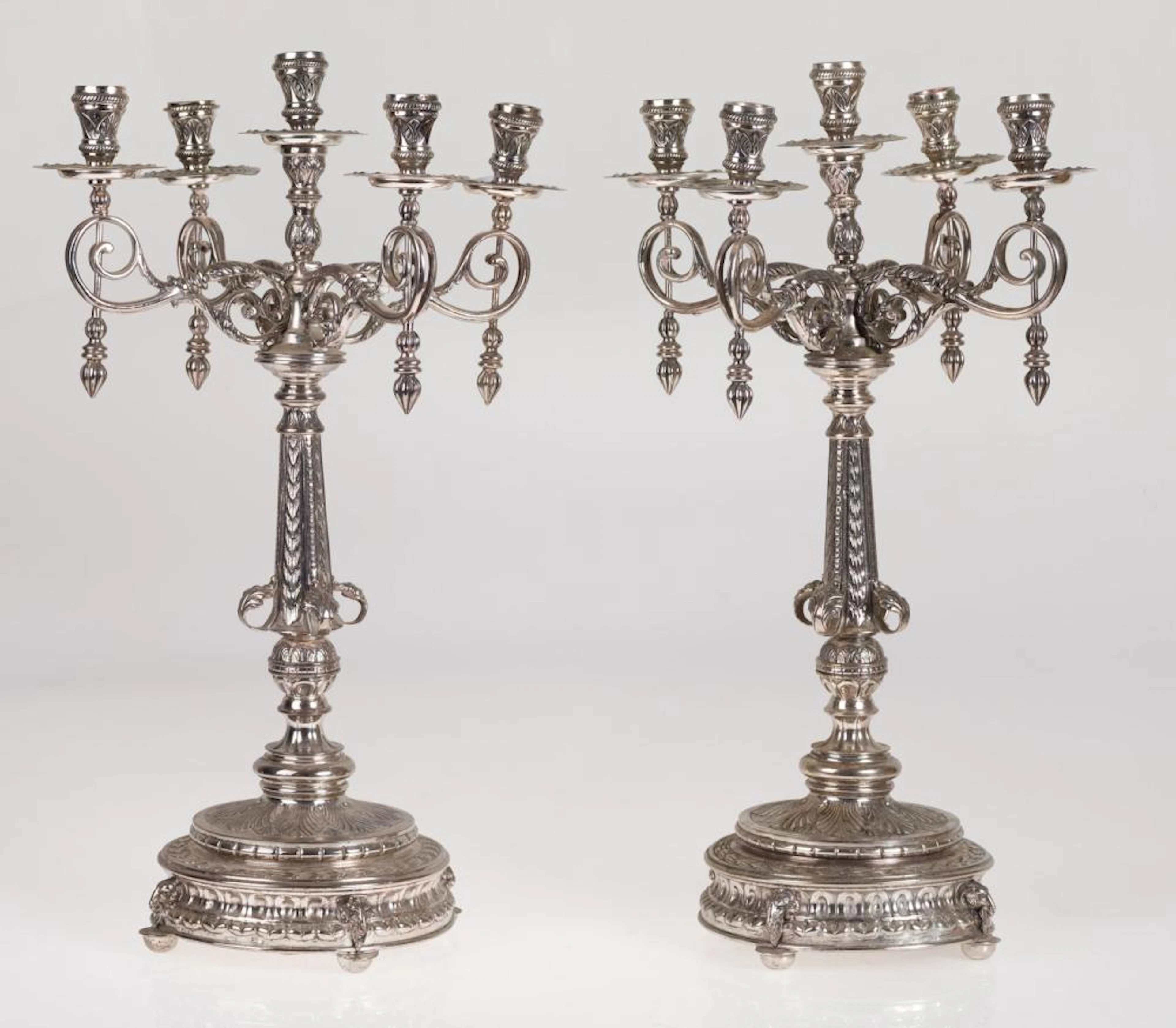 Pair of silver candlesticks Madrid 19th century