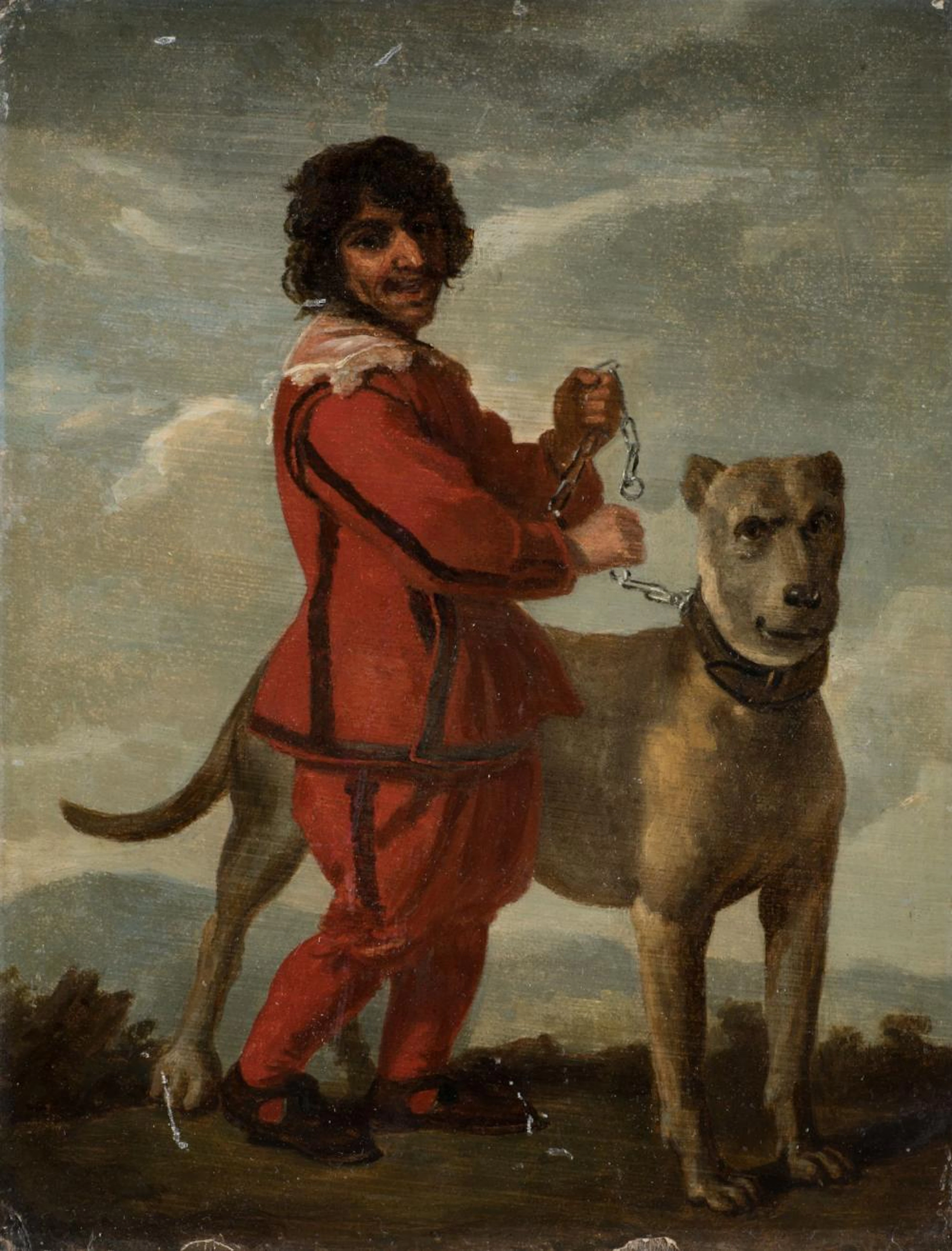 ANONYMOUS (England? 17th century ) "Dwarf with a bulldog"