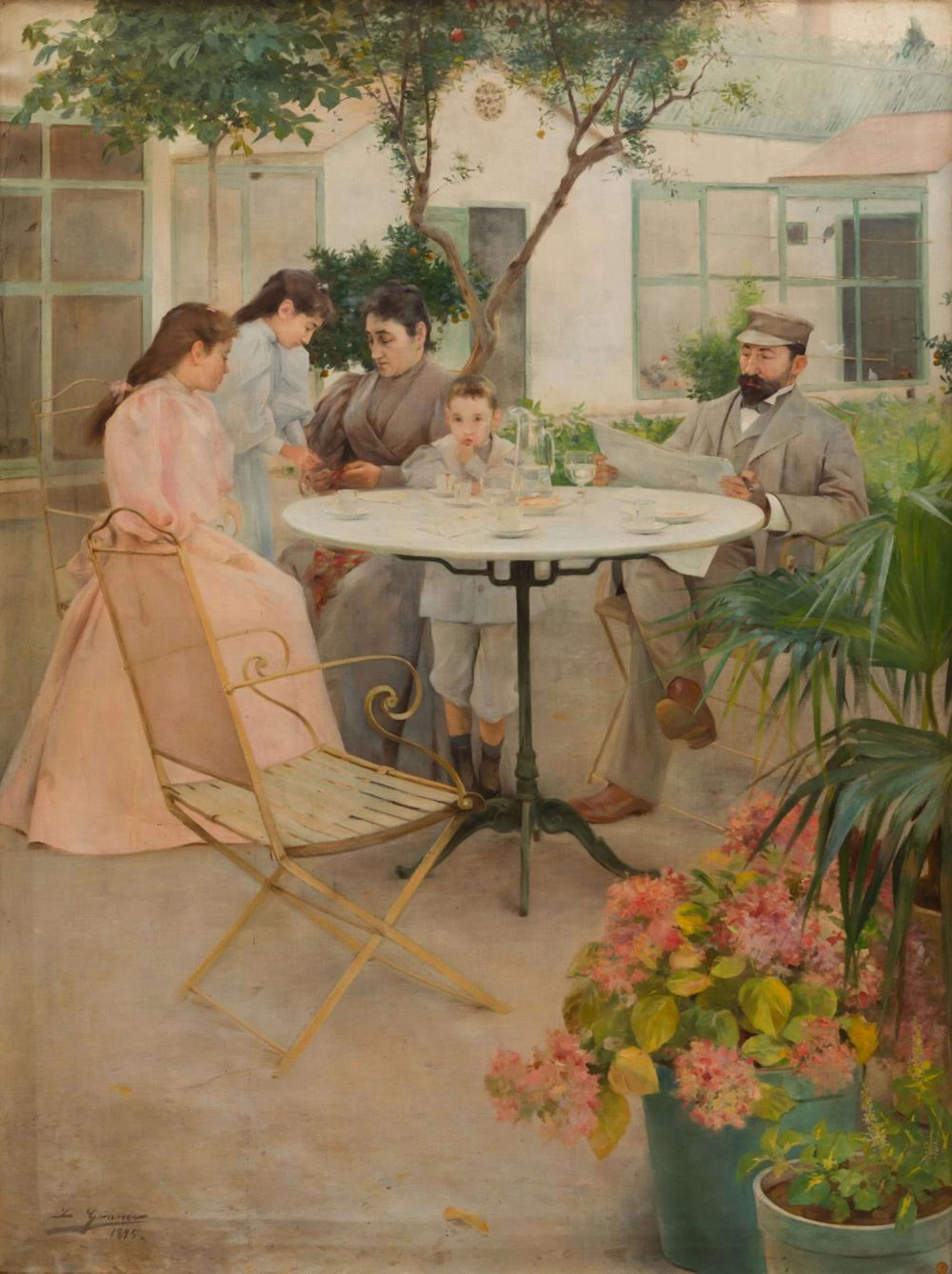 LUIS GRANER ARRUFI Barcelona (1836) / (1929) "Family in the garden", 1895