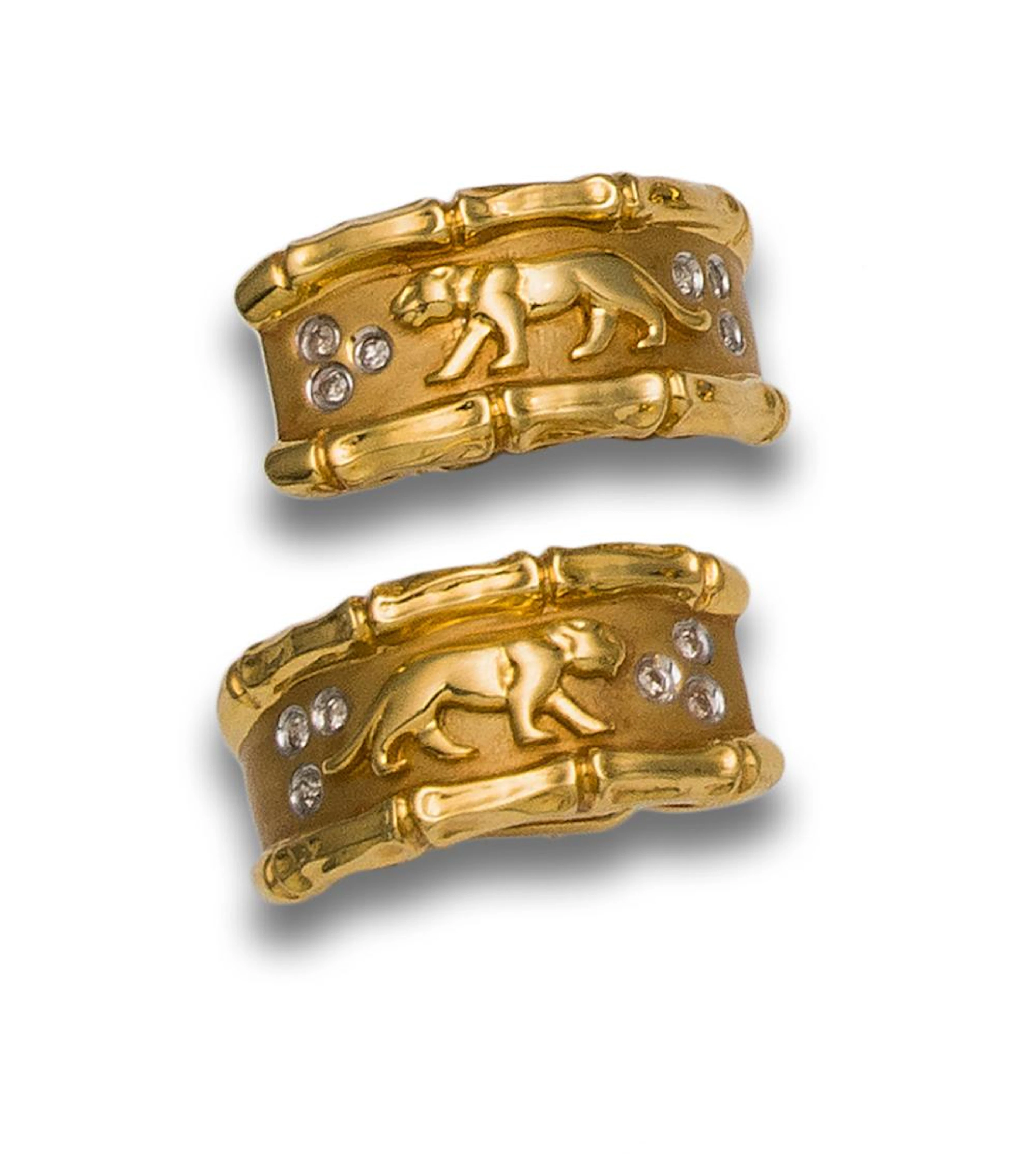 HALF HOOP DIAMOND EARRINGS, IN YELLOW GOLD