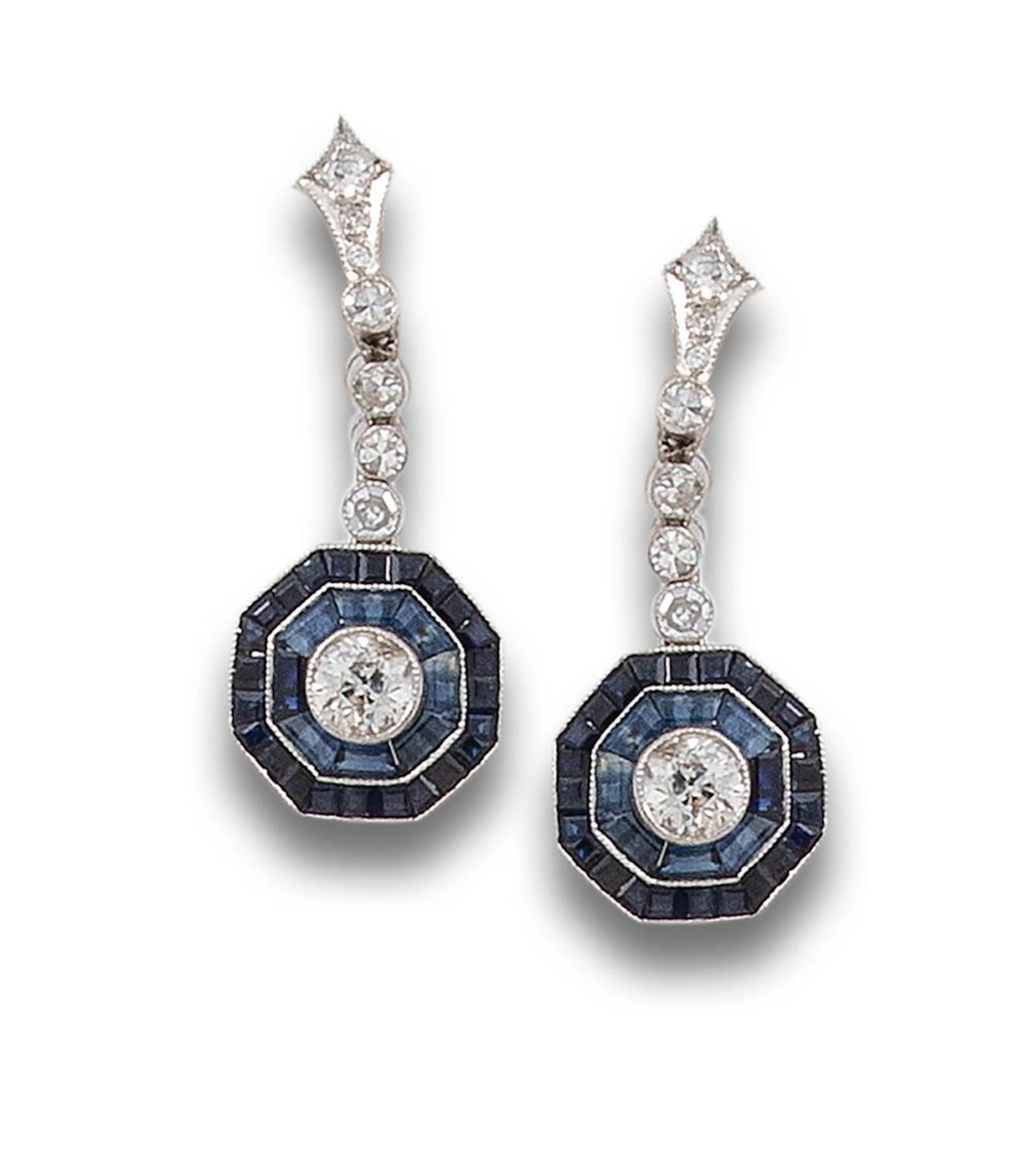ART DECO STYLE PLATINUM EARRINGS