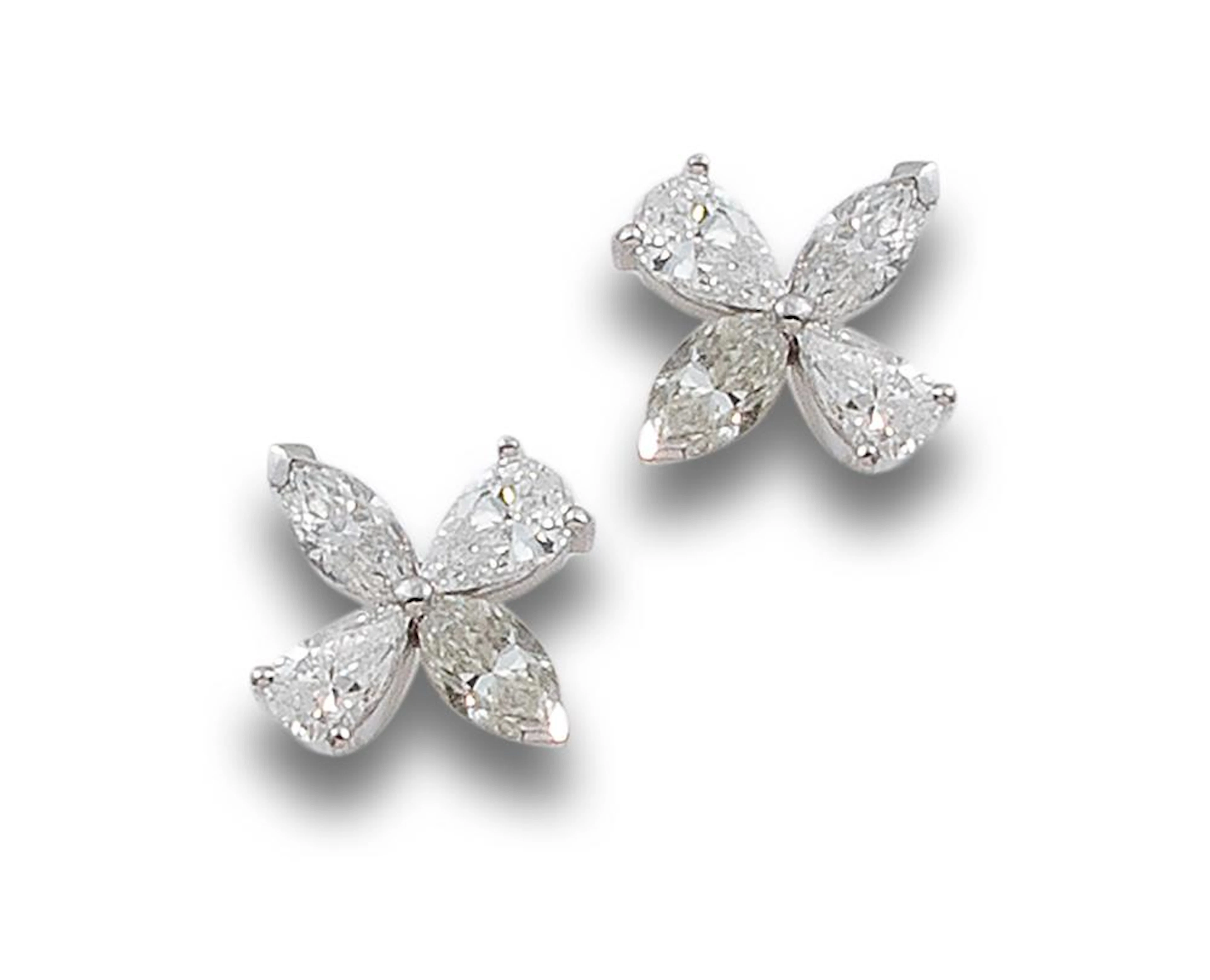 DIAMOND FLOWER EARRINGS, IN WHITE GOLD