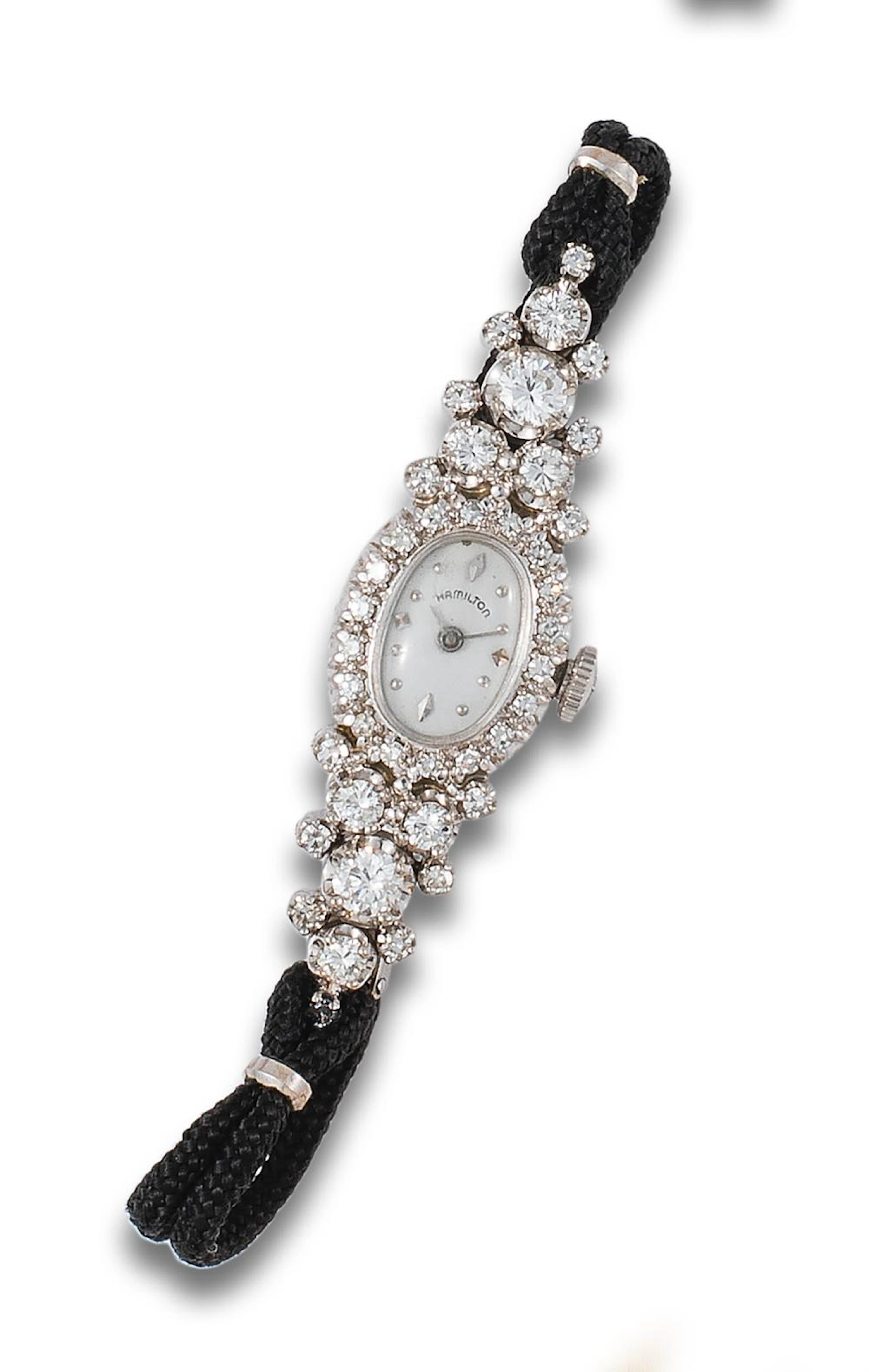 HAMILTON LADIES DIAMOND WRISTWATCH, IN WHITE GOLD